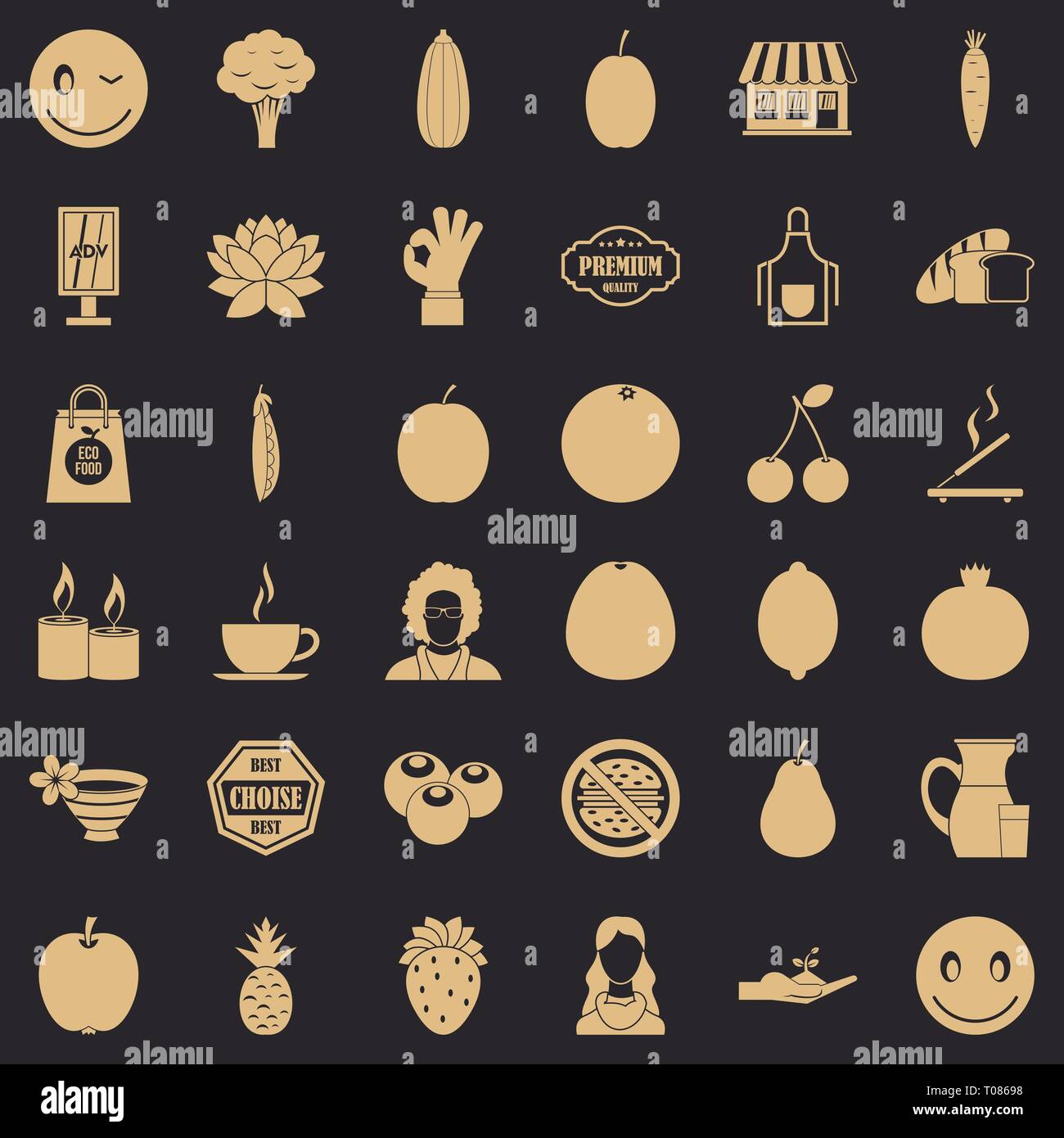 Vegetarian cafe icons set, simple style Stock Vector Image & Art - Alamy