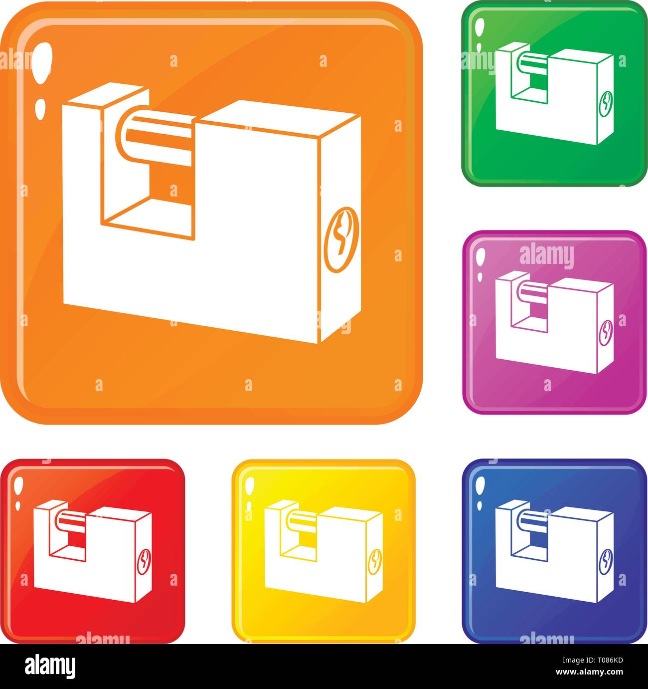 Padlock icons set vector color Stock Vector Image & Art - Alamy