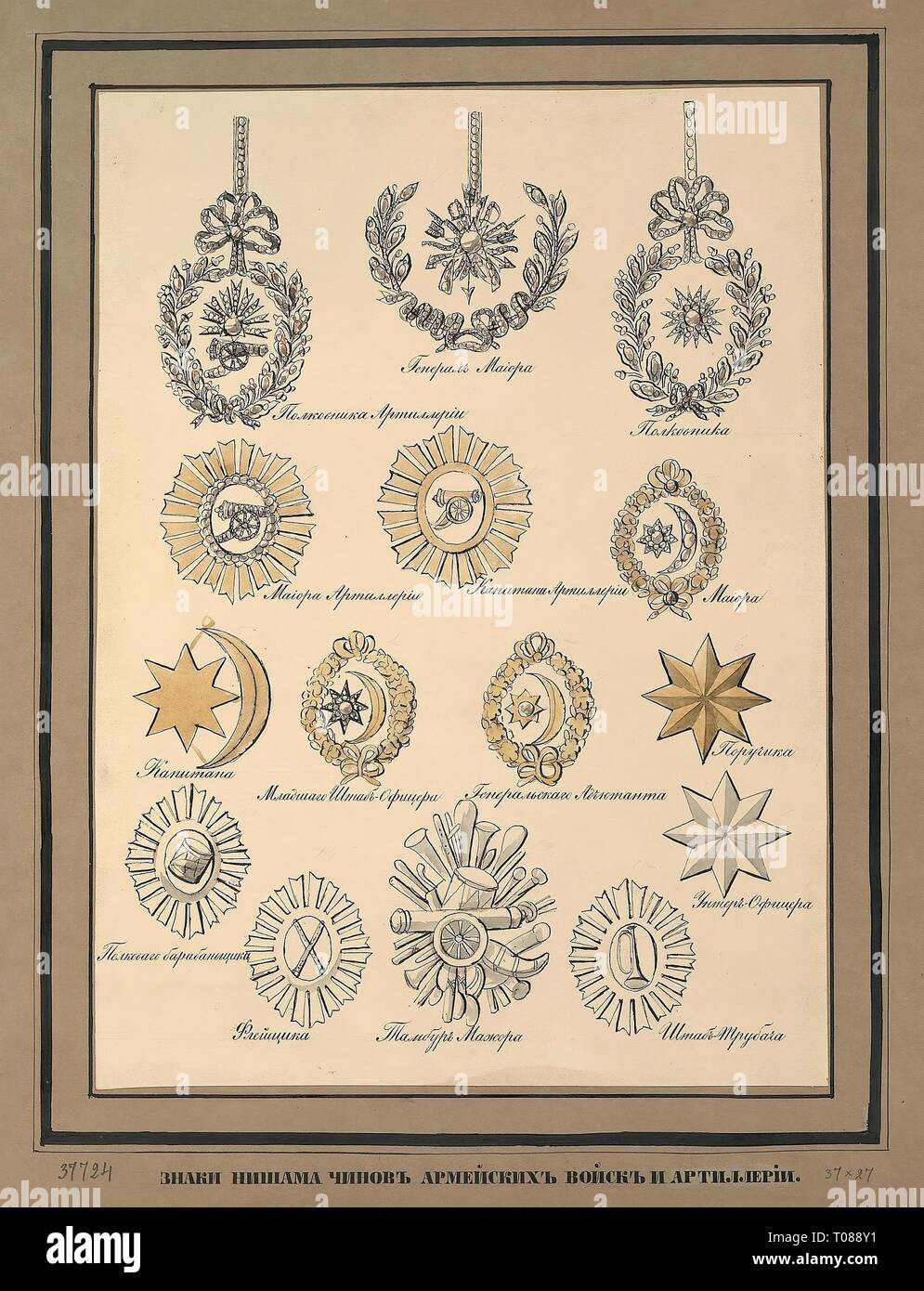 'Badges of Ranks of the Army Troops and Artillery of the Turkish Troops ...