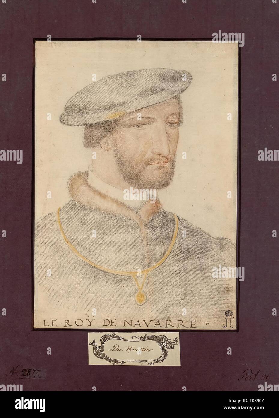 'Portrait of the King of Navarre'. France, circa 1546. Dimensions: 29x20,3 cm. Museum: State Hermitage, St. Petersburg. Author: Anonymous Artist, mid-16th century. Stock Photo