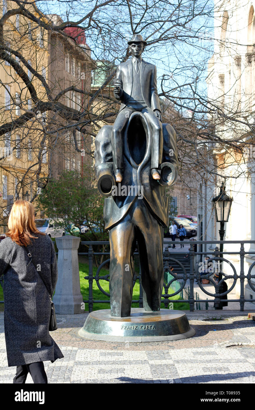 Franz Kafka / statue / Prague Stock Photo Alamy