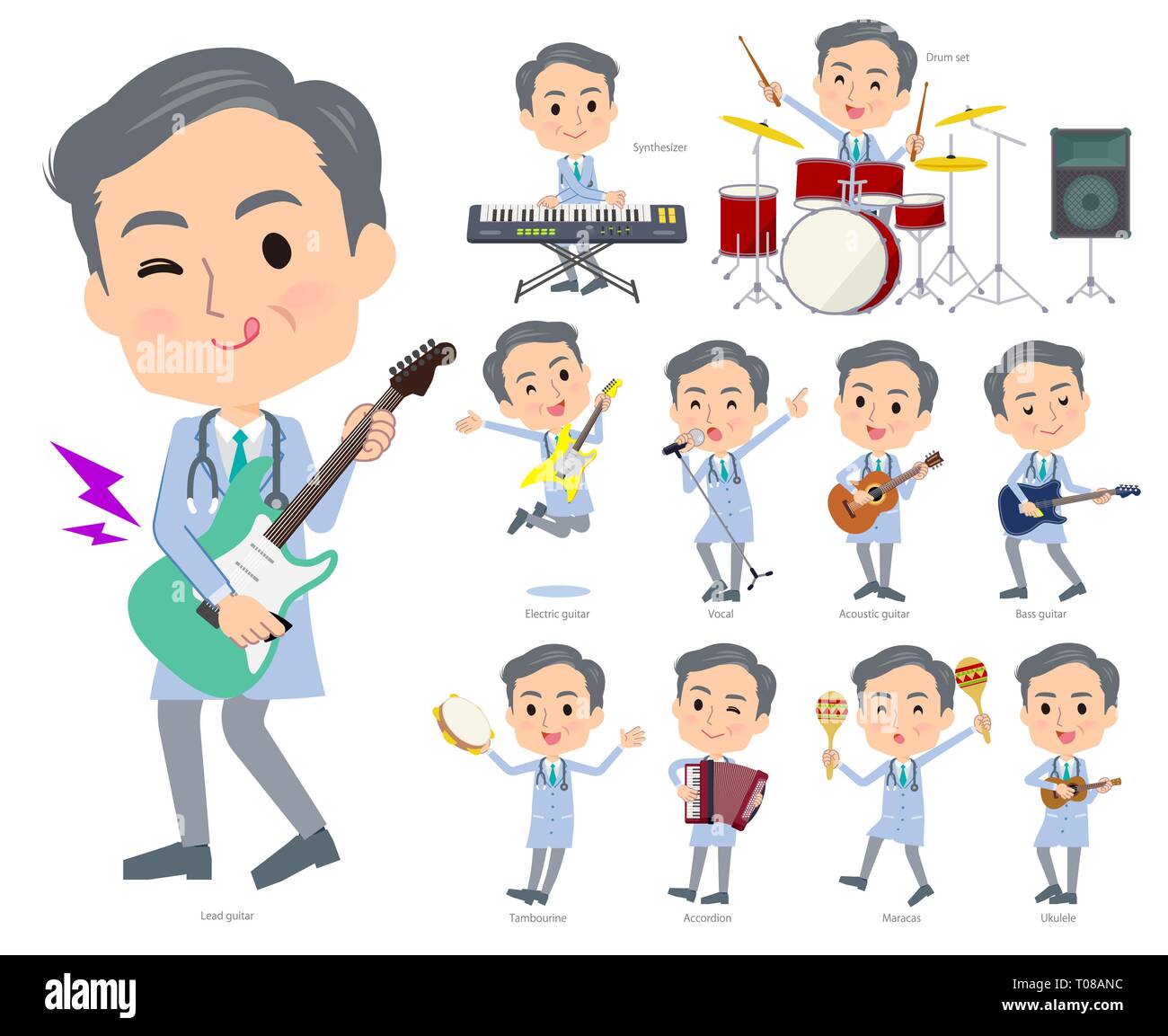 A set of doctor man playing rock 'n' roll and pop music.There are also ...