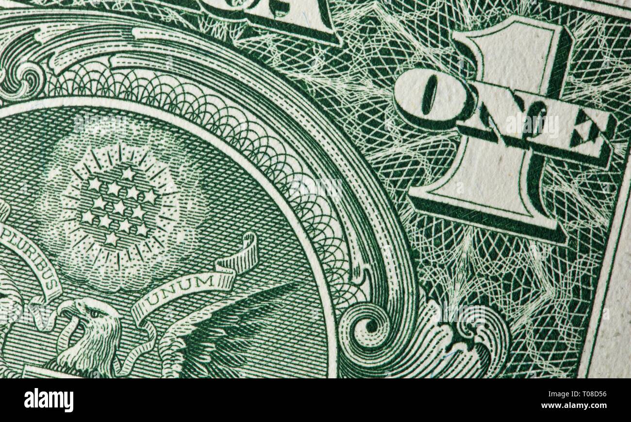 Great Seal of the United States on the one-dollar bill Stock Photo