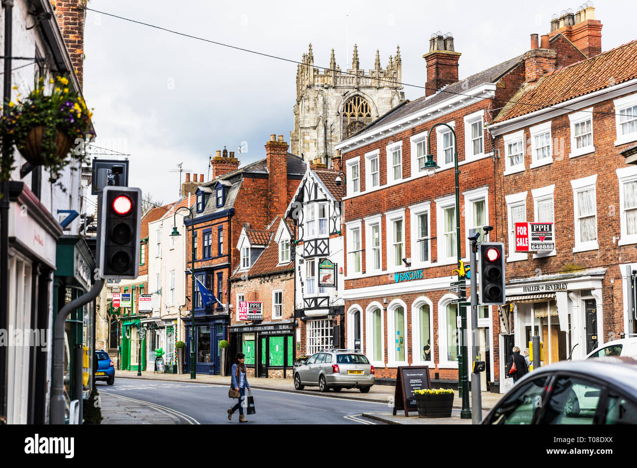 Beverley town centre, center, shops, shoppers, stores outside main