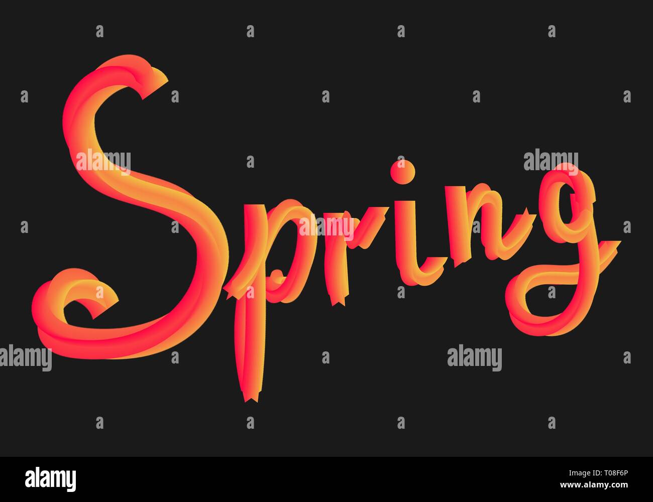 colorful tube lettering 3d style Spring for banner, cards and other design element Stock Vector