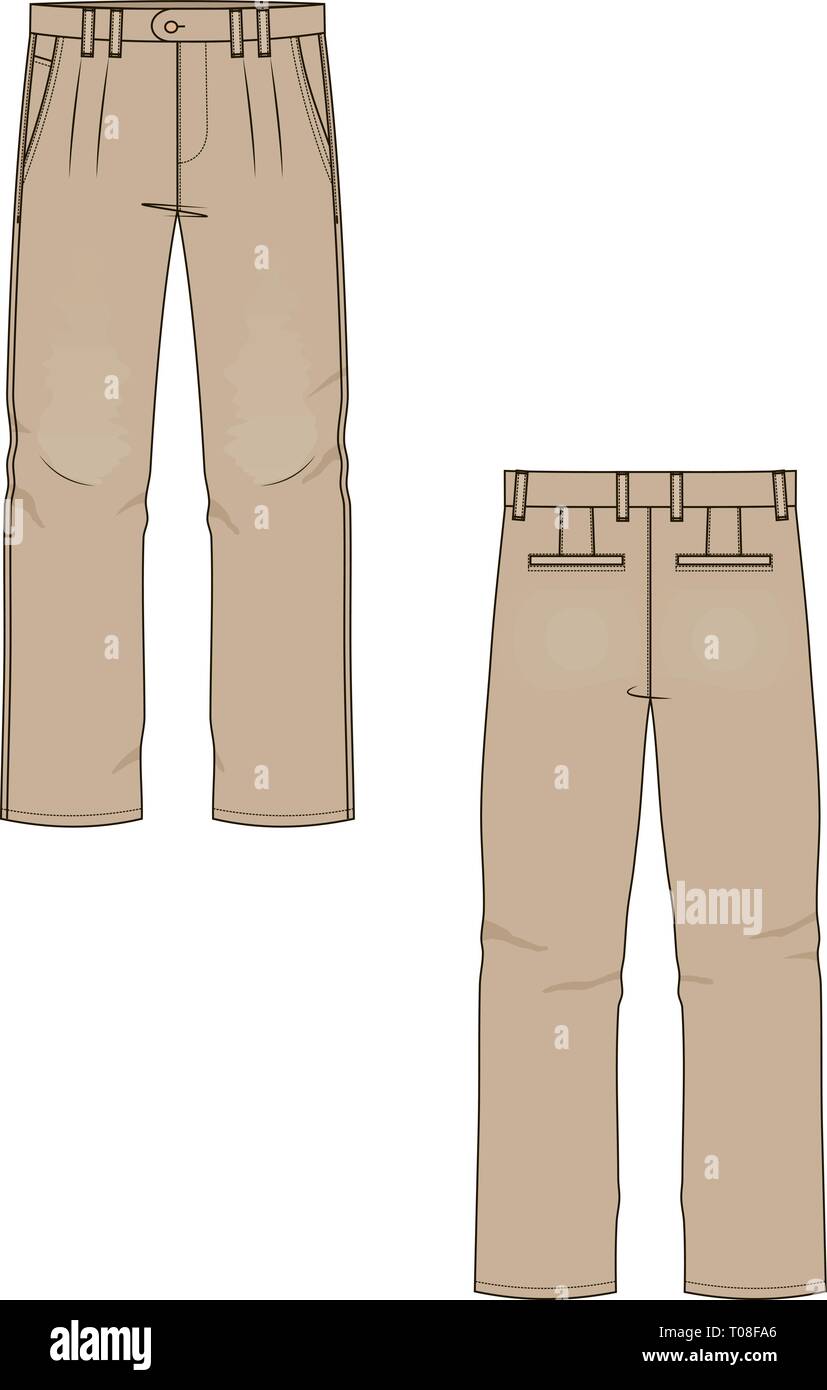 Khaki Uniform Long Pants Vector For Template Stock Illustration