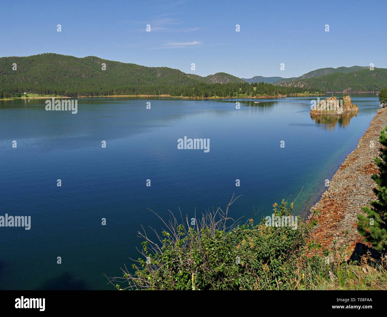 Scenic view of Lake Pactola, the largest reservoir in the Black Hills