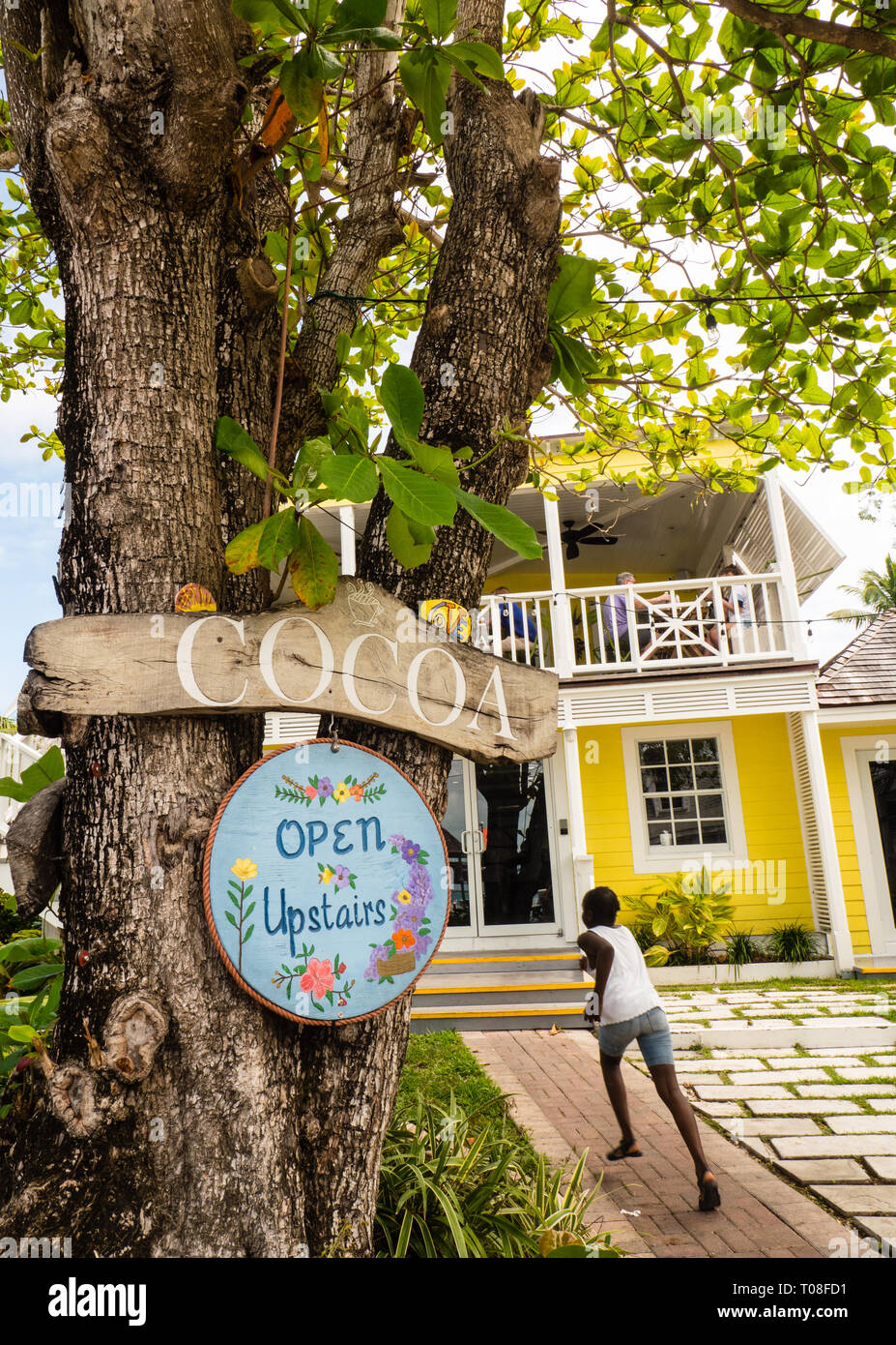 Cocoa Coffee Bar Open Sign, Dunmore Town, Harbour Island, Eleuthera