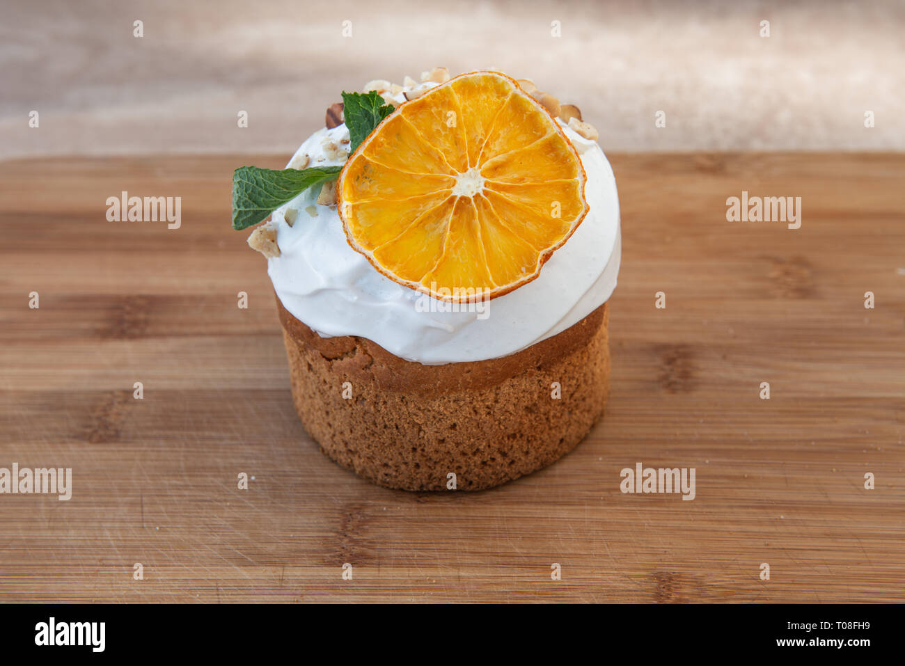 Easter, Easter cake with a complex composition, beautiful scenery, dried fruits Stock Photo