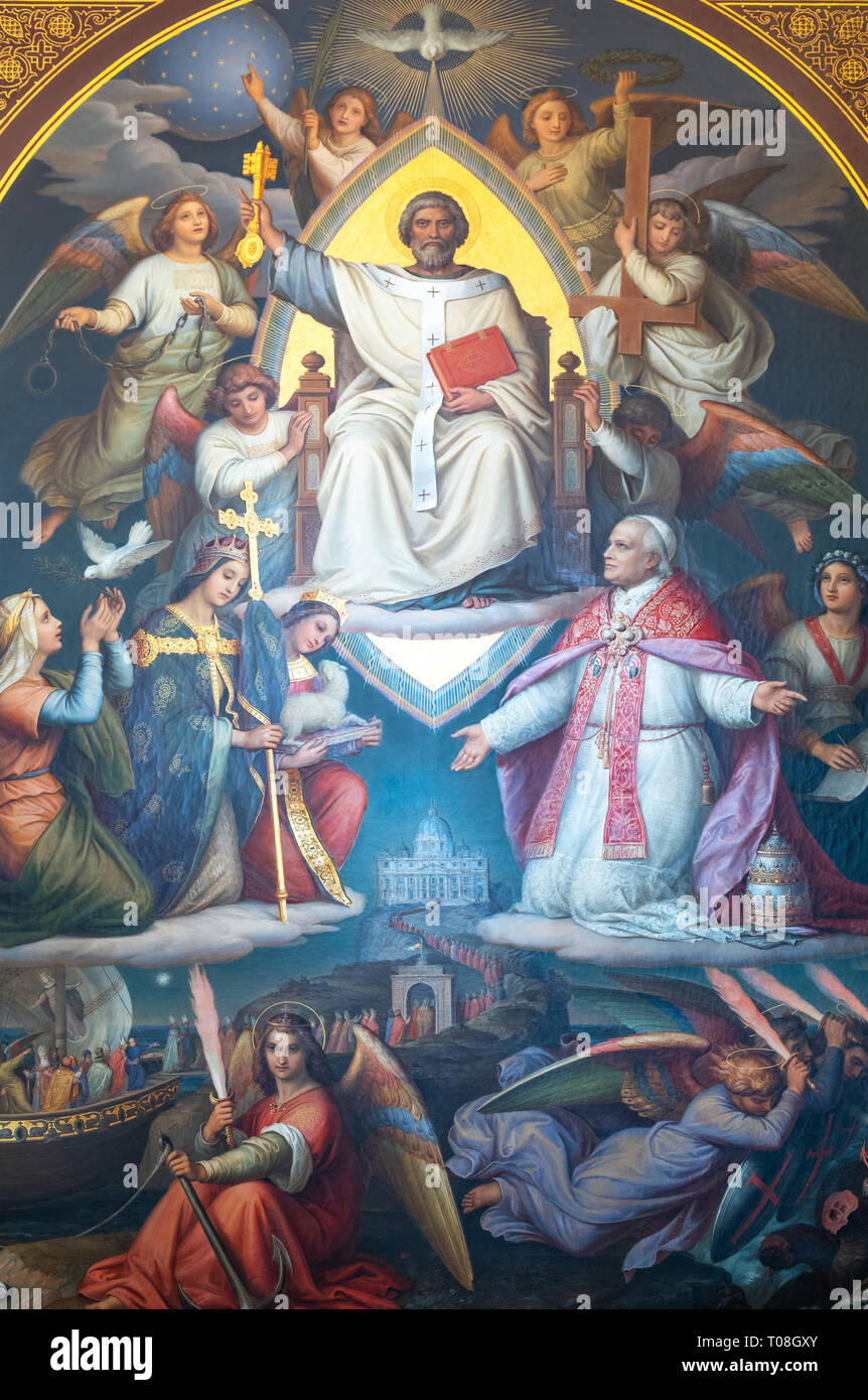 Italy, Castelgandolfo, Detail of a sacred painting in the Aposolic palace, summer residence of the Popes Stock Photo