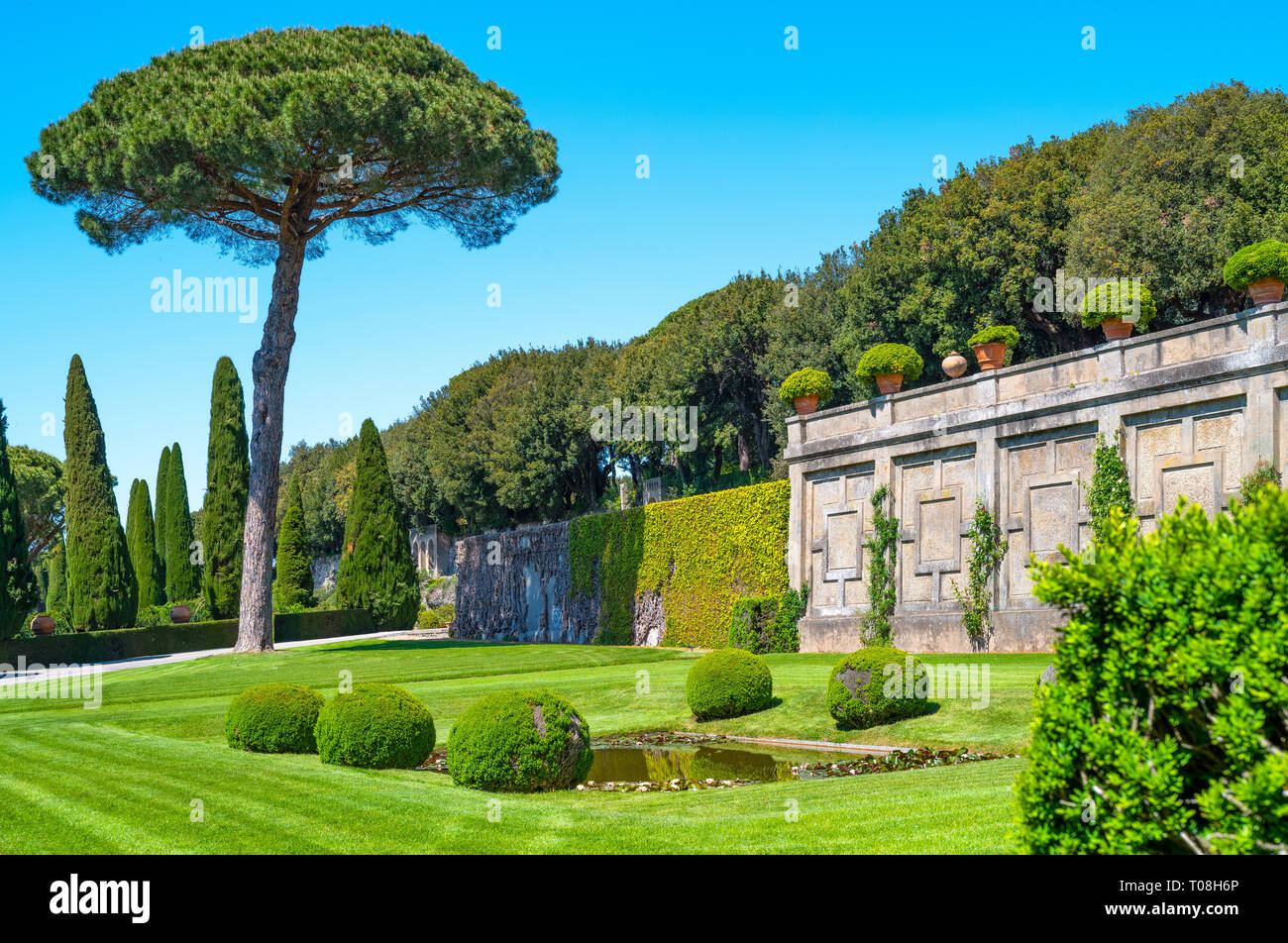 Italy, Castelgandolfo, the gardens of the Apostolic palace, summer residence of the Popes Stock Photo