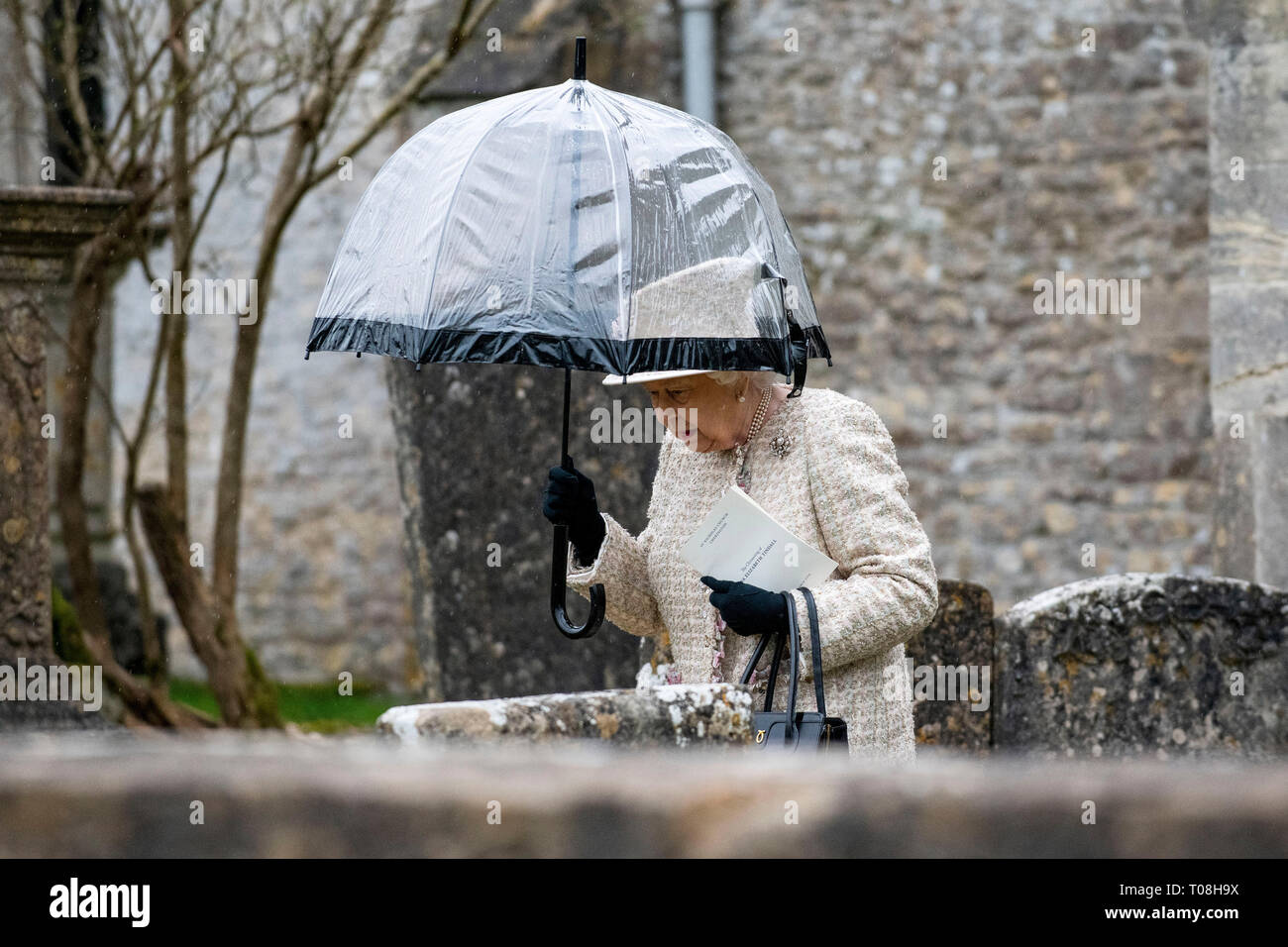 Her Majesty The Queen leaves the Christening of Zara and Mike Tindall's  second child, Lena at St Nicholas Church in Cherington, Gloucestershire  Stock Photo - Alamy