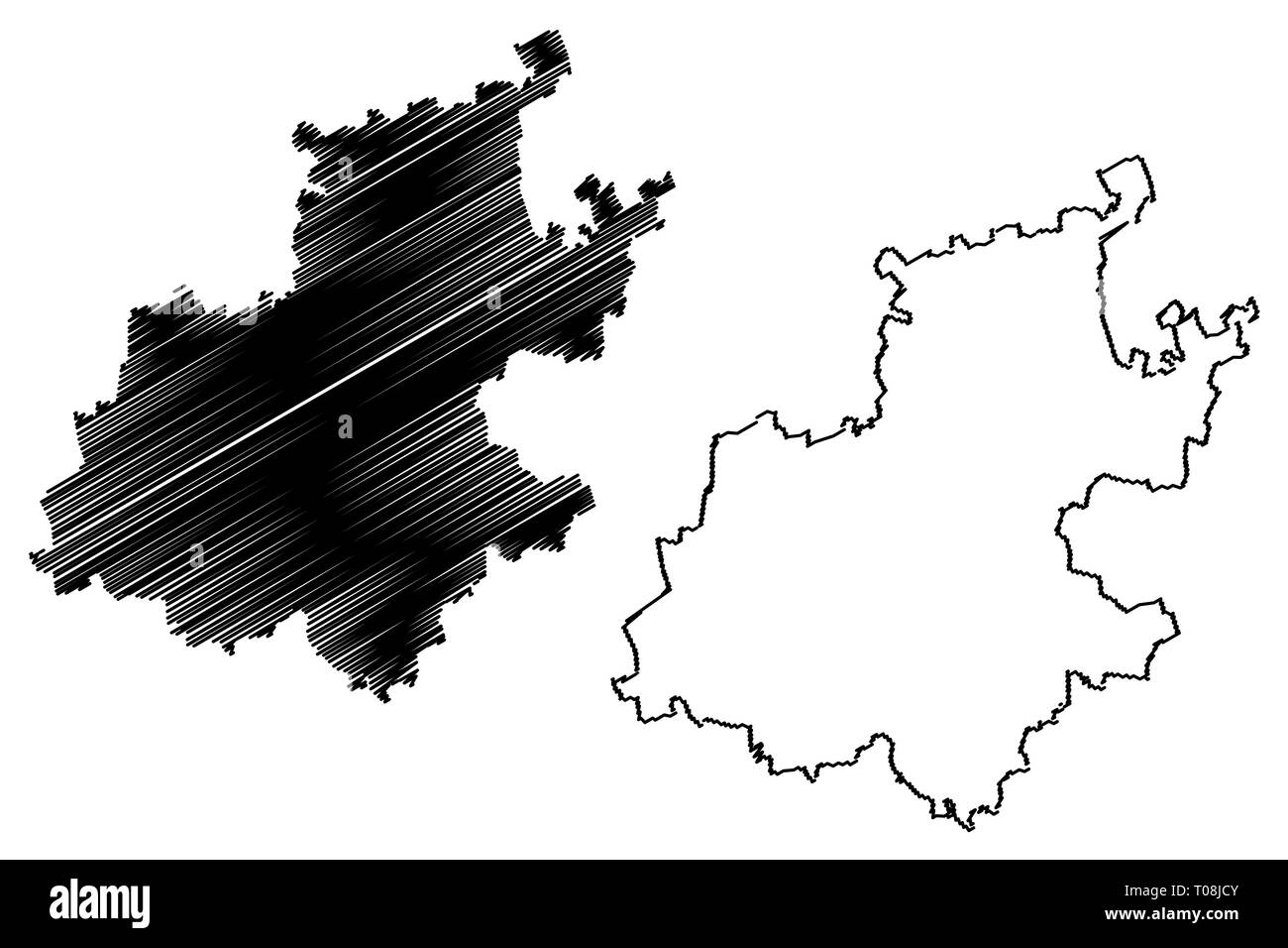 Gauteng Province (Provinces of South Africa, Republic of South Africa, Administrative divisions, RSA) map vector illustration, scribble sketch Gauteng Stock Vector