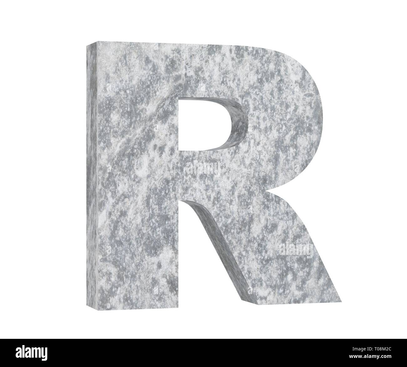 Concrete Capital Letter - R isolated on white background. 3D render ...