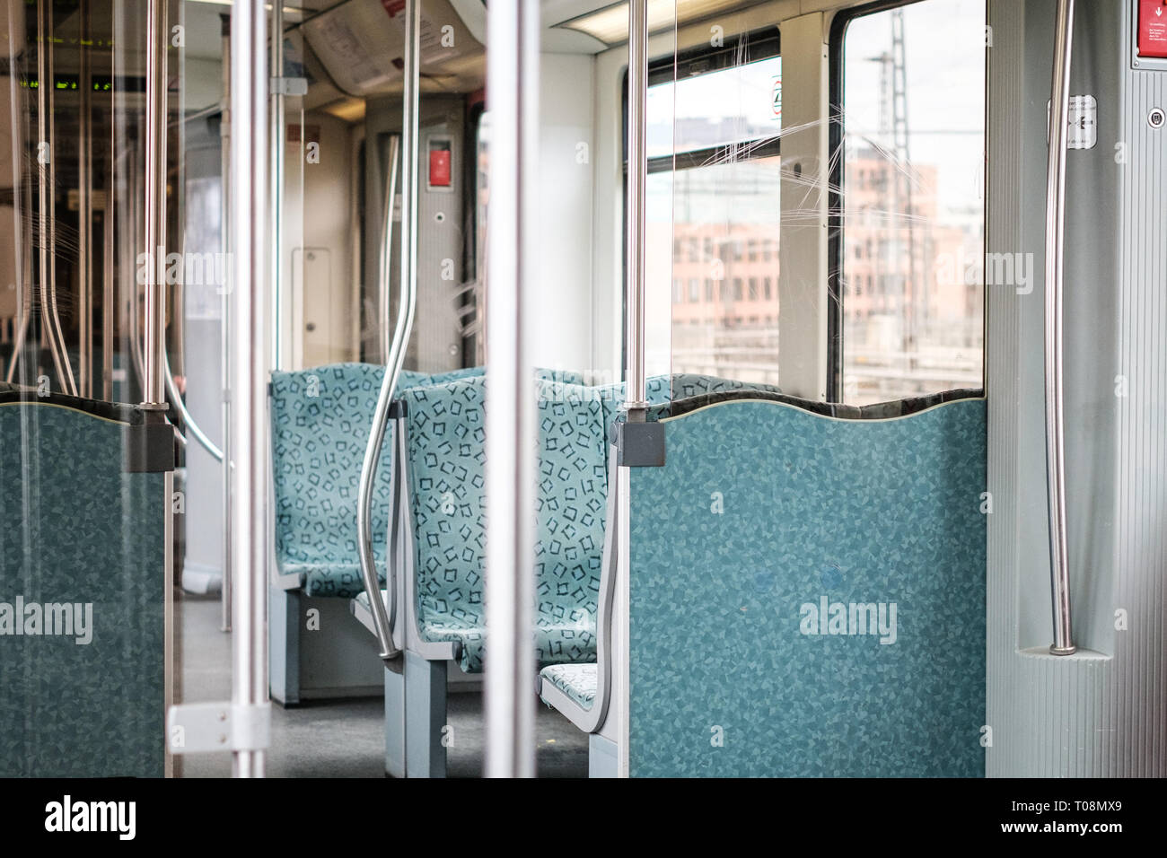 Berlin, Germany - march 2019: Inside S-Bahn train in Berlin, Germany Stock Photo