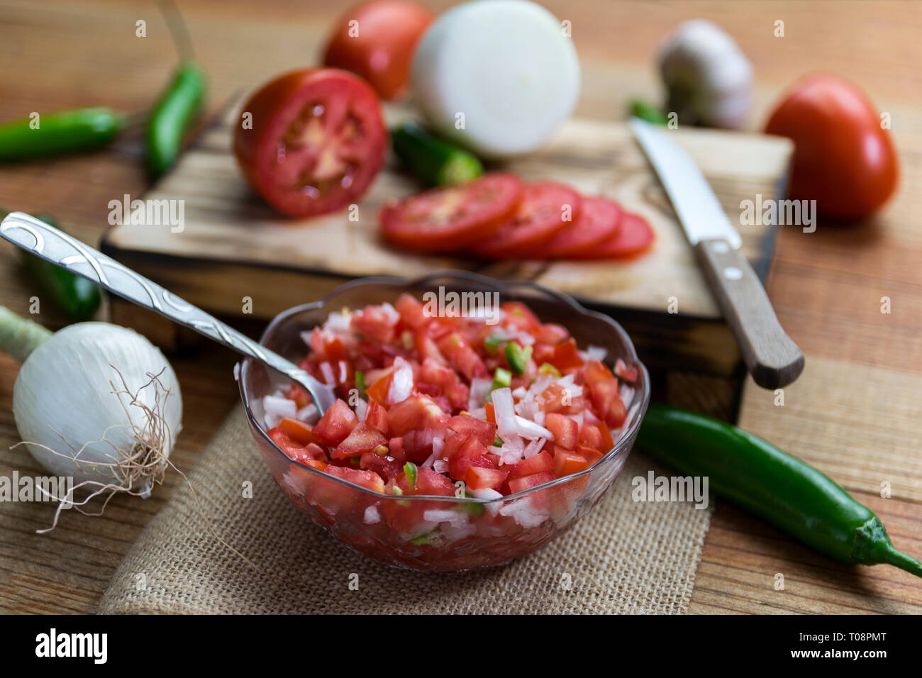 Fresh and delicious Mexican tomato sauce Stock Photo