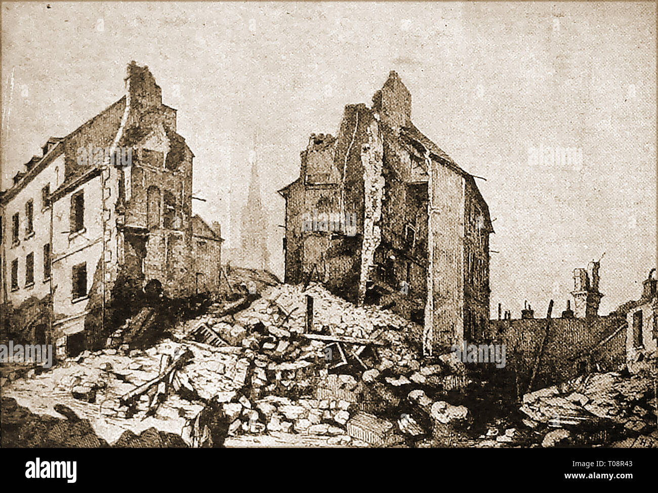 Seige of Paris - Ruins at St Cloud - Battle of Buzenval aka Mont Valrien (1870/1871) during the Franco-Prussian War Stock Photo