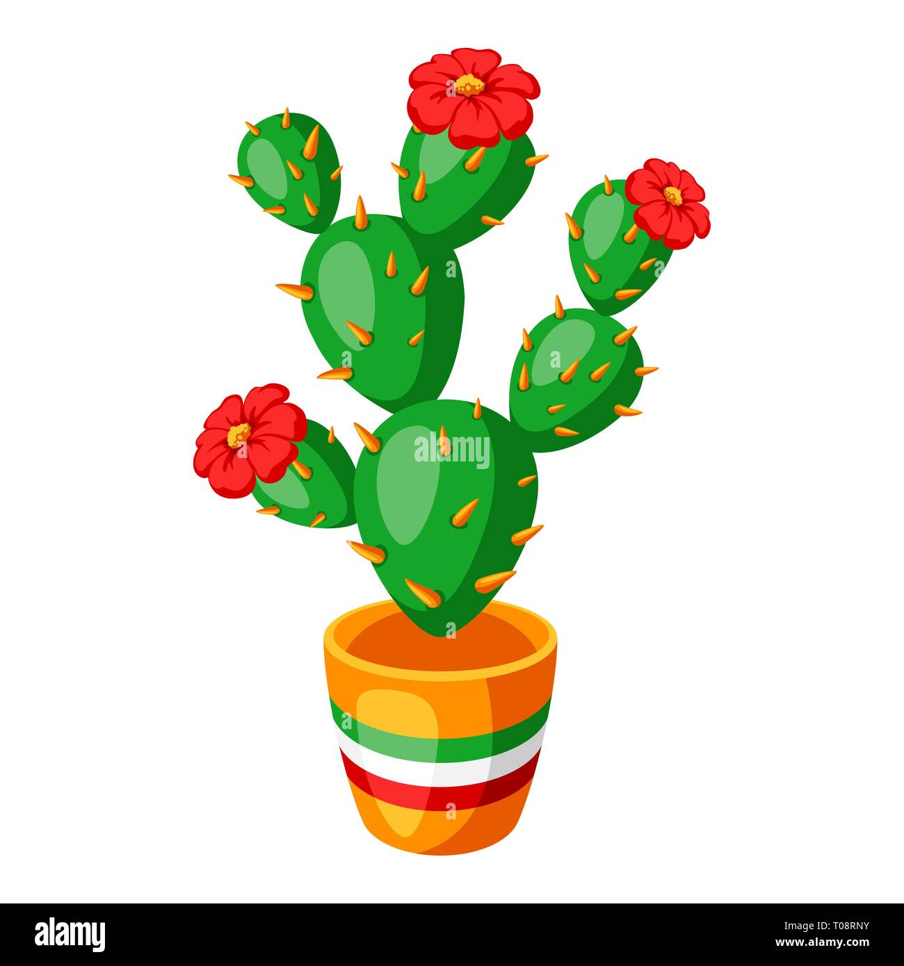 Illustration of spiny cactus with flowers Stock Vector Image & Art - Alamy