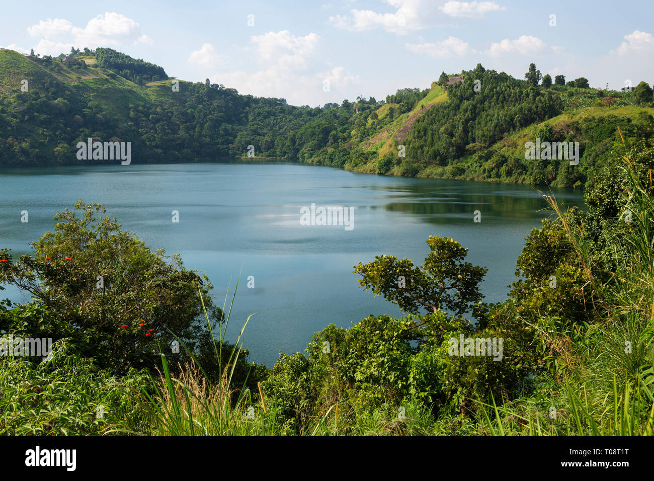 View of Nyinabulitwa Crater Lake located close to Kibale Forest National Park, South West Uganda, East Africa Stock Photo