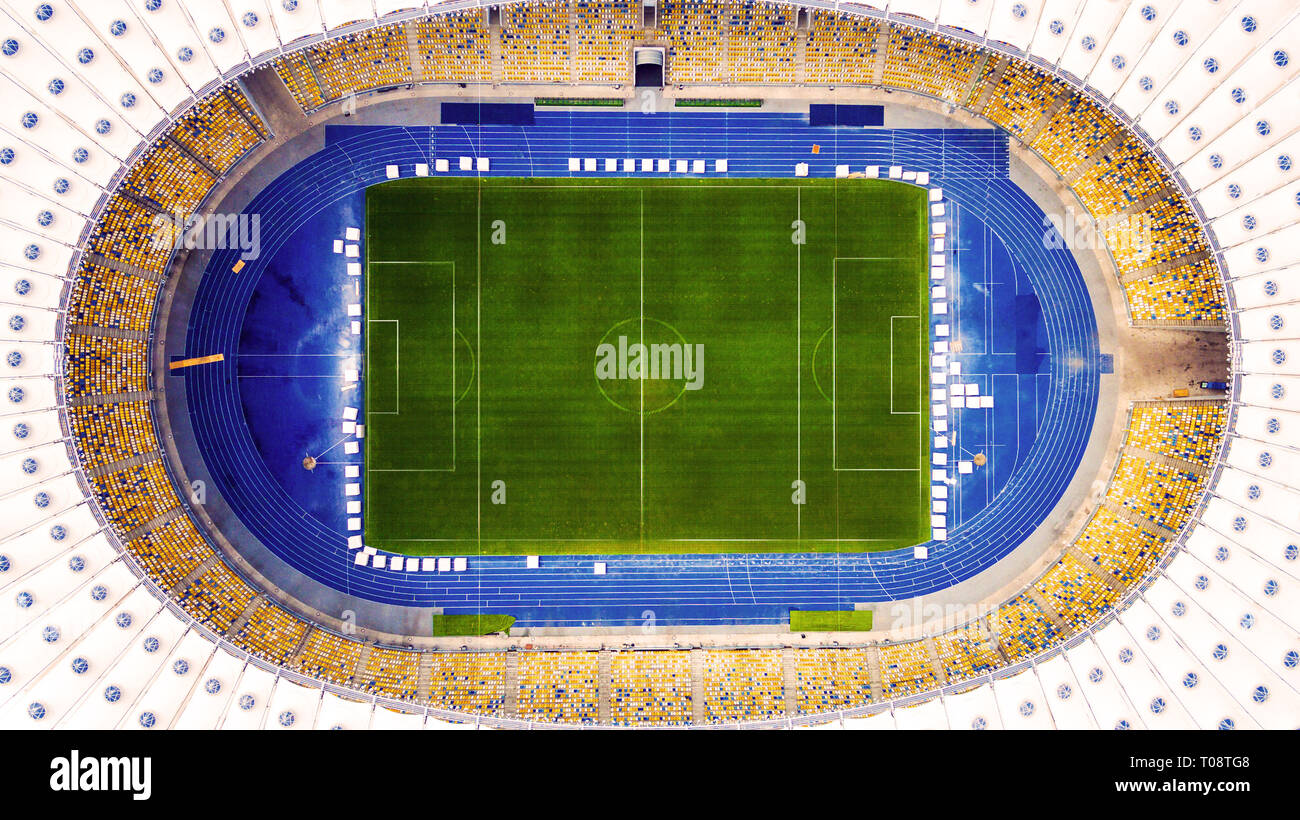 KIEV, UKRAINE - JULY 10, 2016: Aerial view of the Olympic Stadium in ...