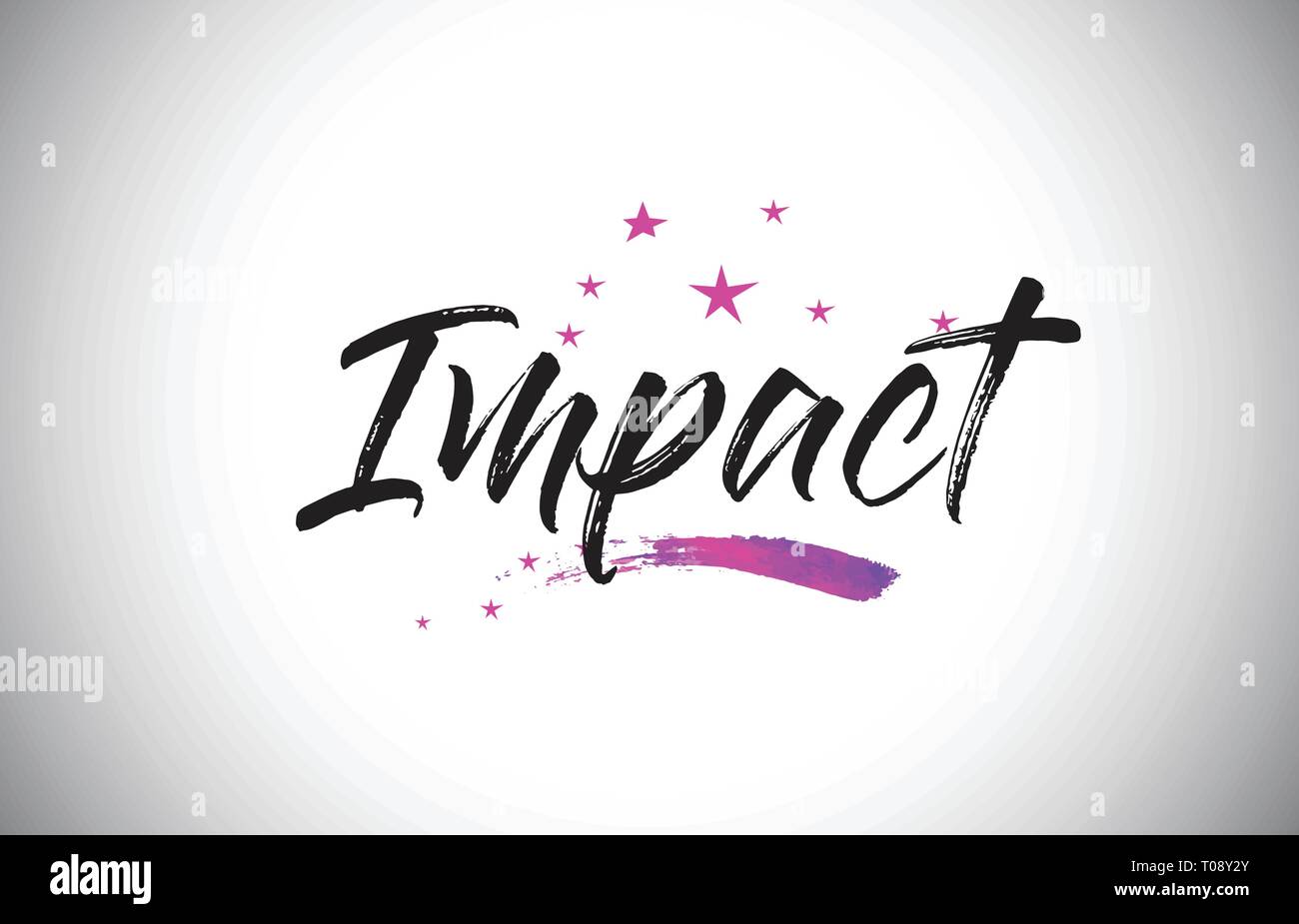 Impact Handwritten Word Font with Vibrant Violet Purple Stars and