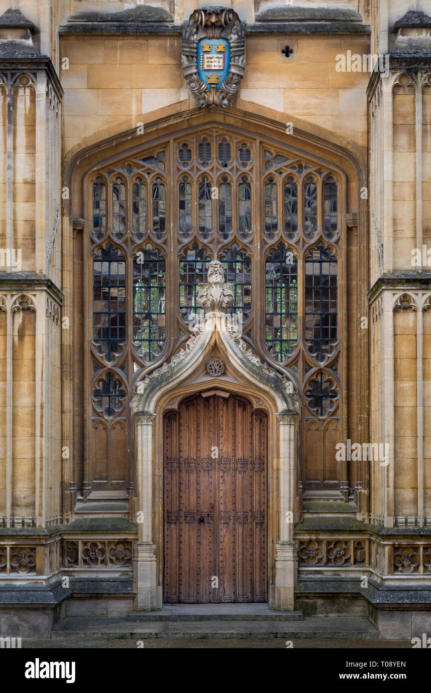 Old doorway into the Divinity College - built 1488, Oxford, Oxfordshire, England Stock Photo