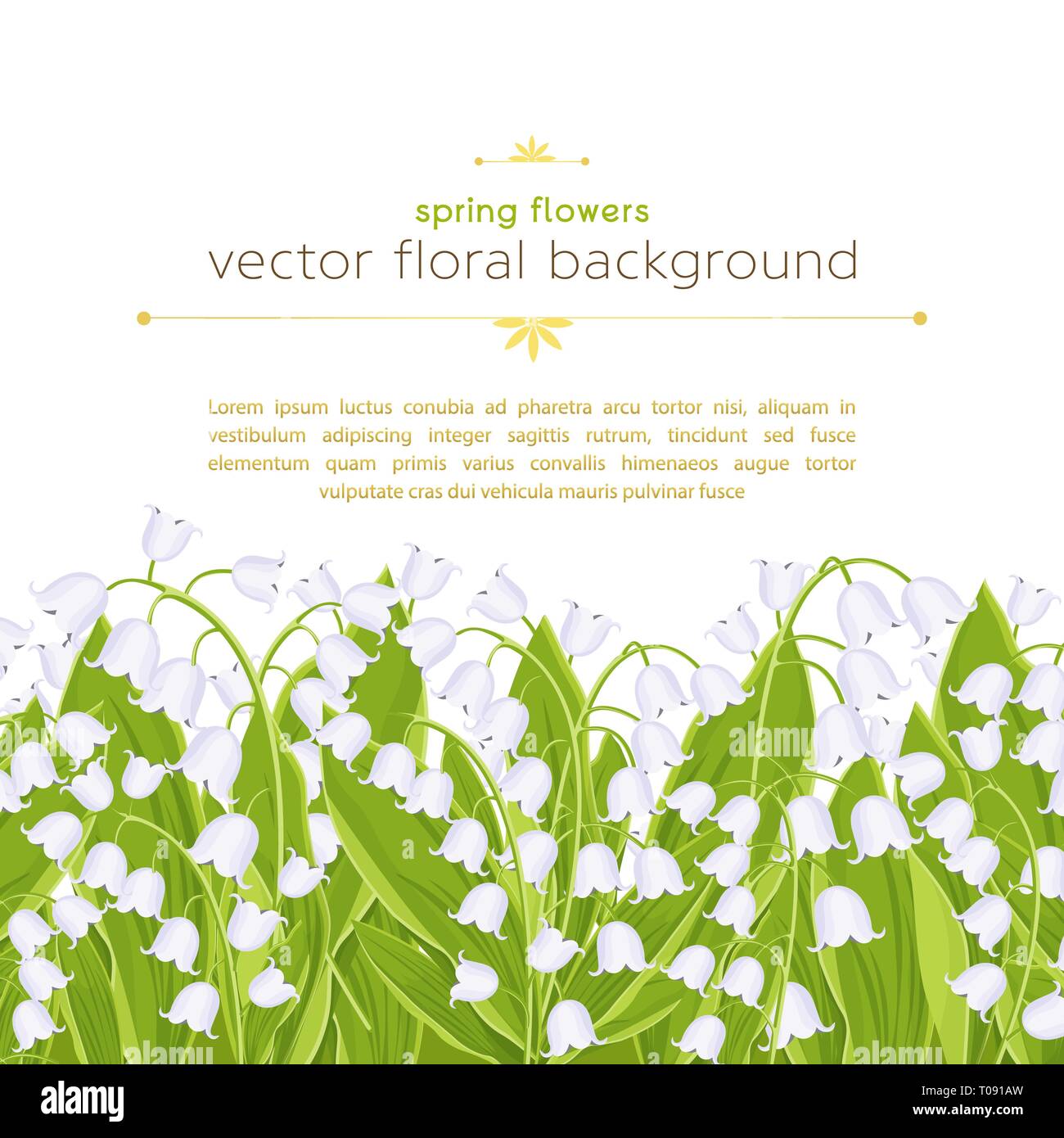 Seamless border with spring flowers lily of the valley, floral banner ...