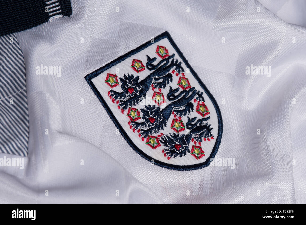 Close up of England National Football team kit for Italia 90. Stock Photo