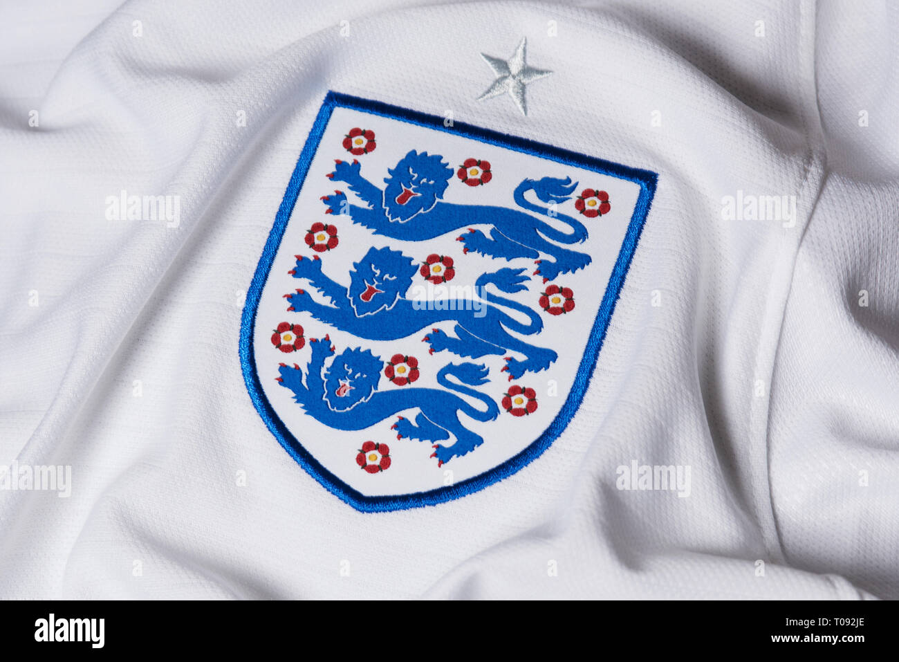 Close up of England National Football team kit. Stock Photo