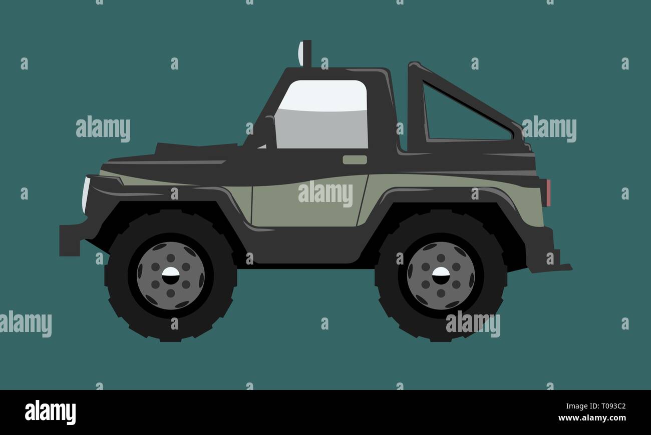 Compact Offroad Suv Car Side View Vehicle Concept Cartoon Flat