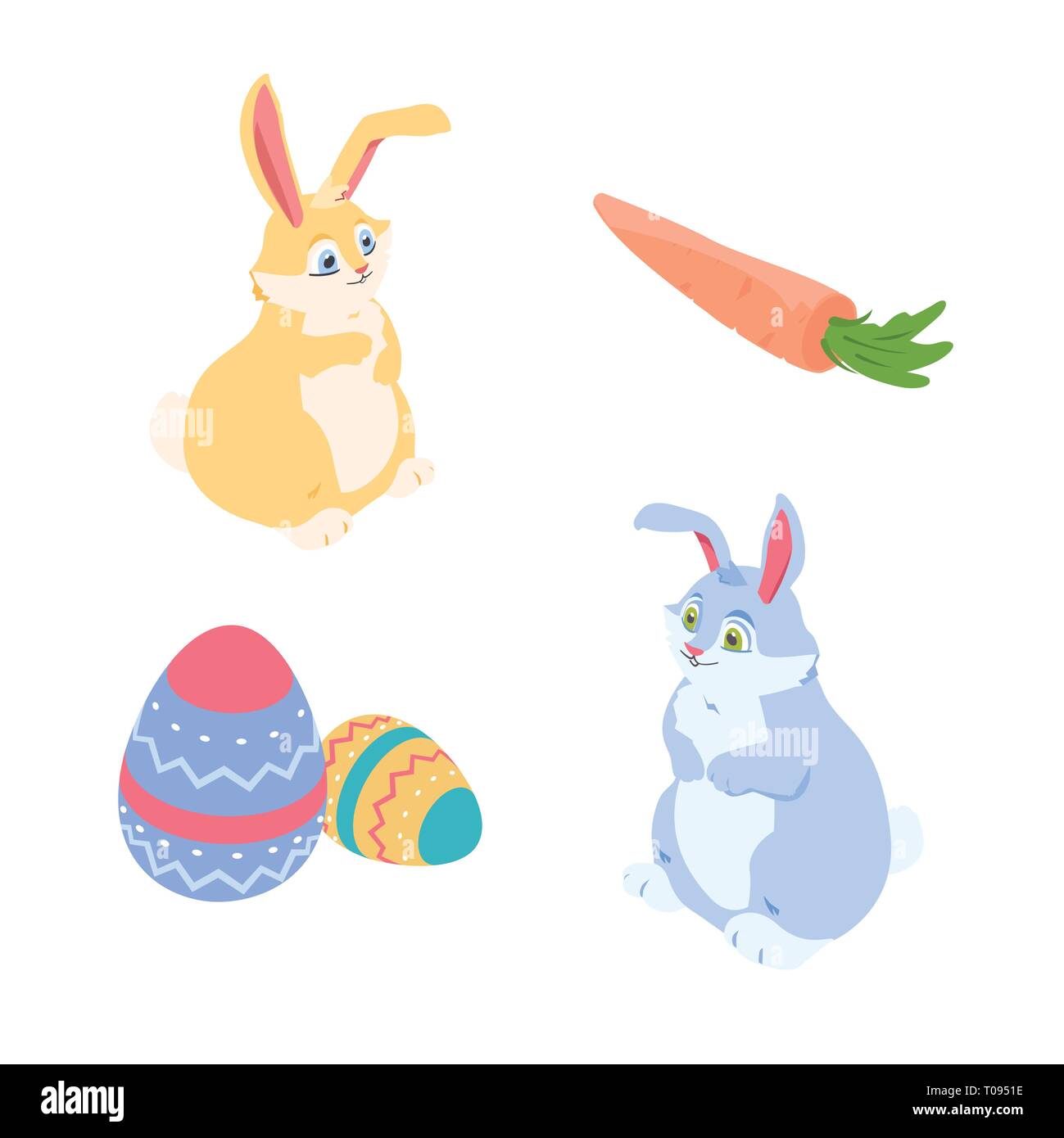 Happy Easter - a set of colorful isometric elements Stock Vector
