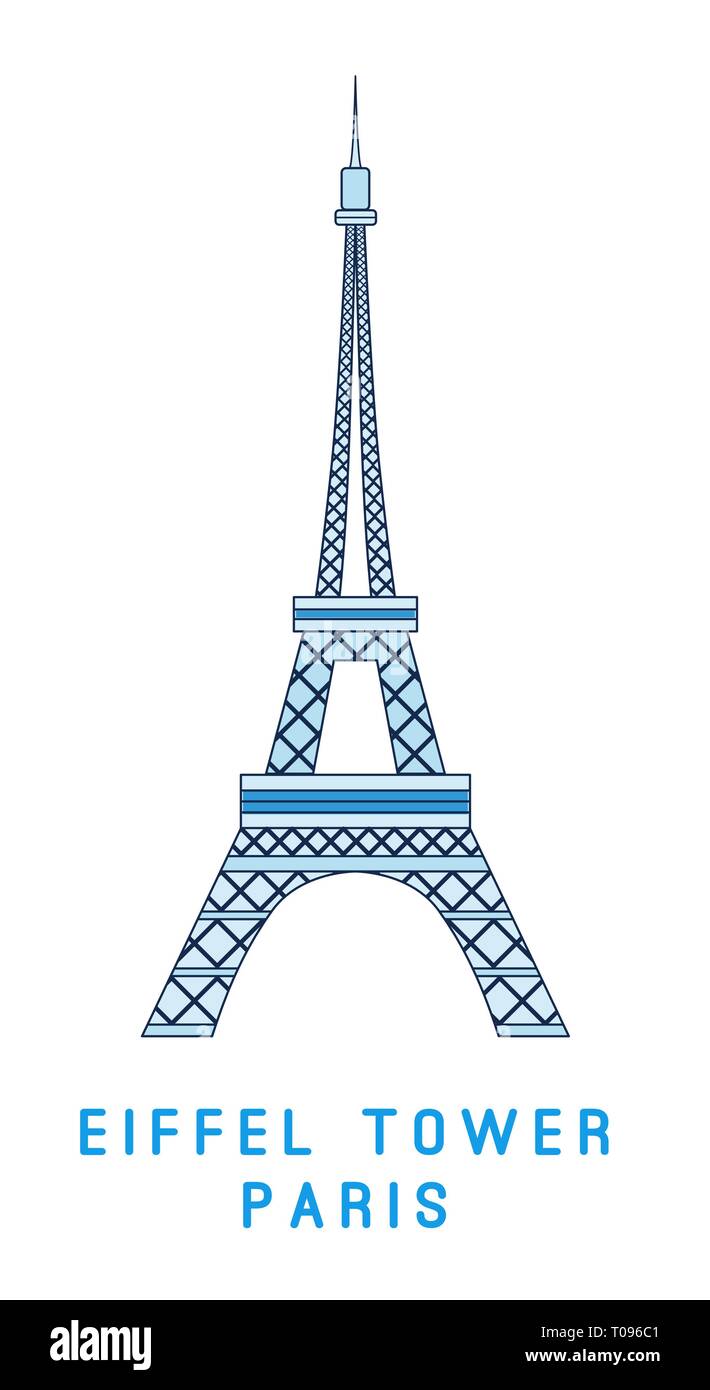 Line art, Eiffel tower, Paris symbol, European showplace Stock Vector