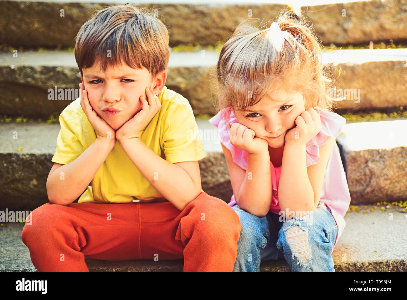 Summer Holiday Vacation Couple Of Little Children Boy And Girl Childhood First Love Best Friends Friendship And Family Values Small Girl And Boy Stock Photo Alamy