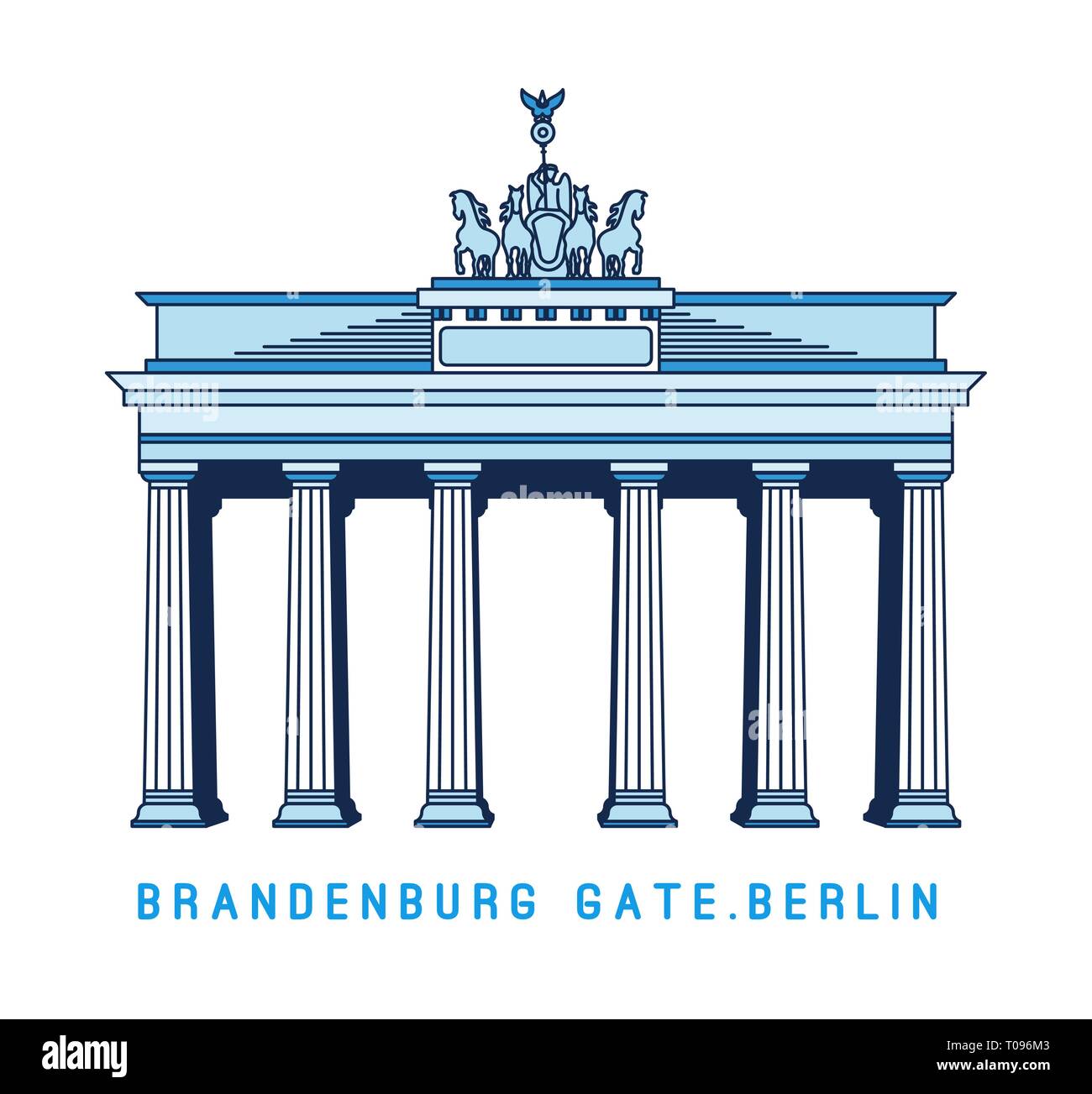 Line art Brandenburg gate, Berlin, Germany, European famous monument, vector illustration in flat style. Stock Vector