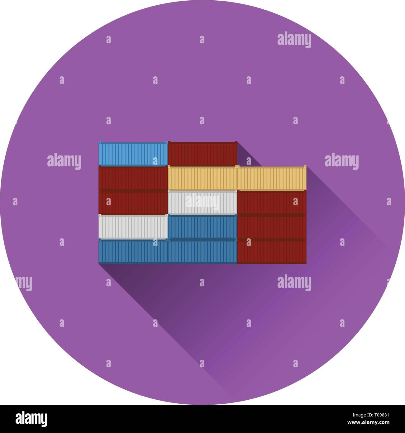 Container stack icon. Flat color with shadow design. Vector ...