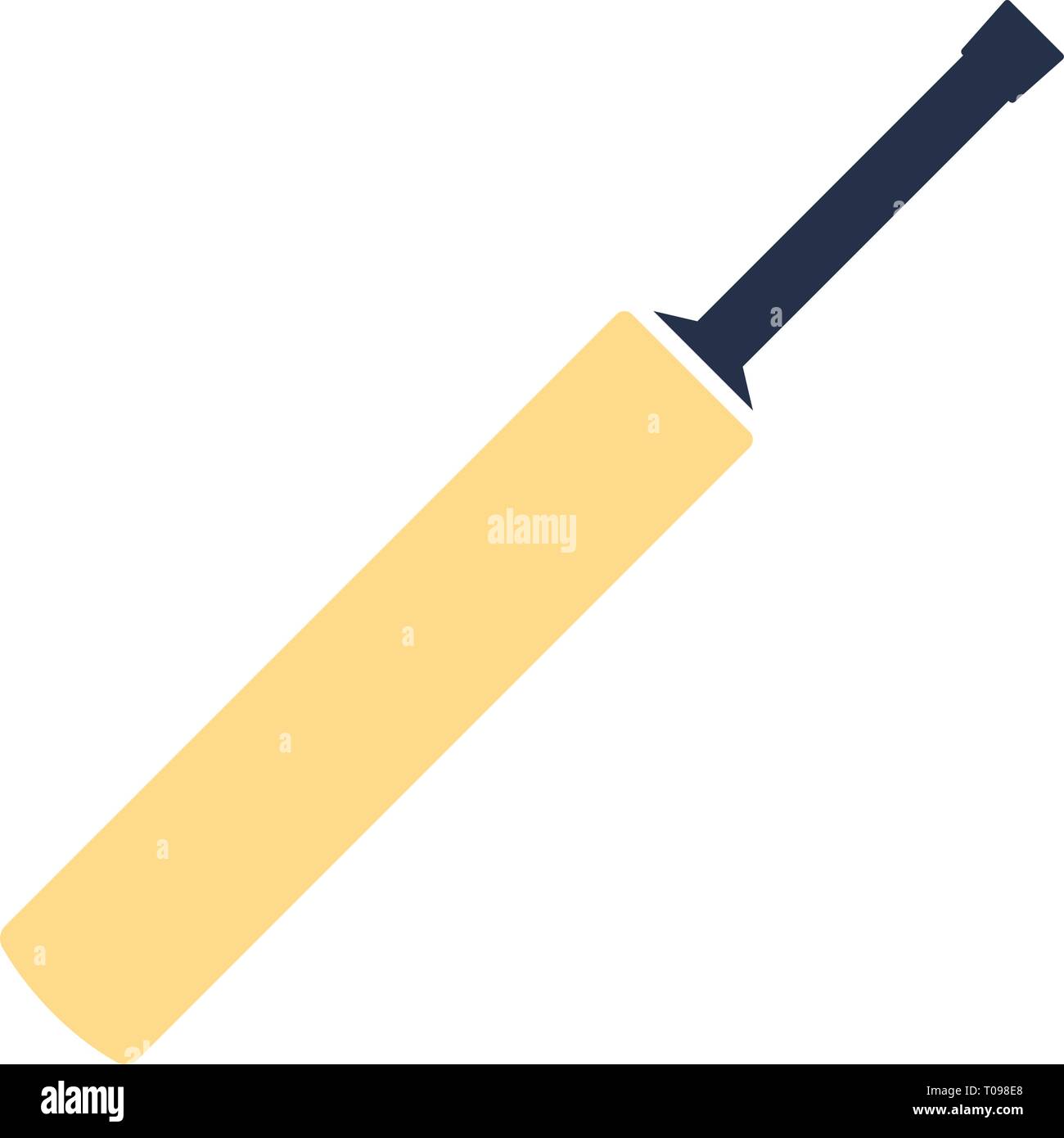 Cricket bat icon. Flat color stencil design. Vector illustration Stock
