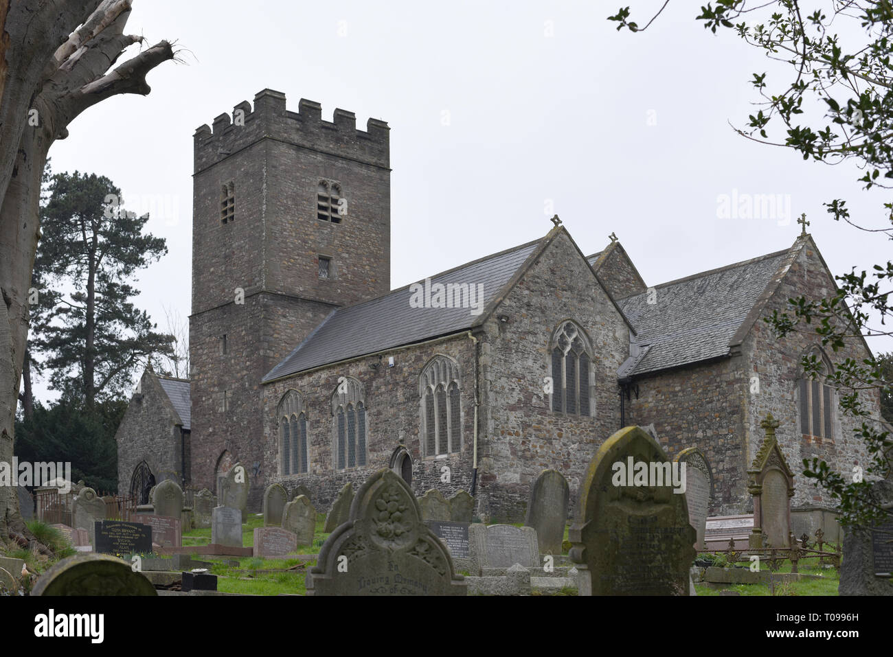 St. Mellons Church, through the graveyard number 3793 Stock Photo