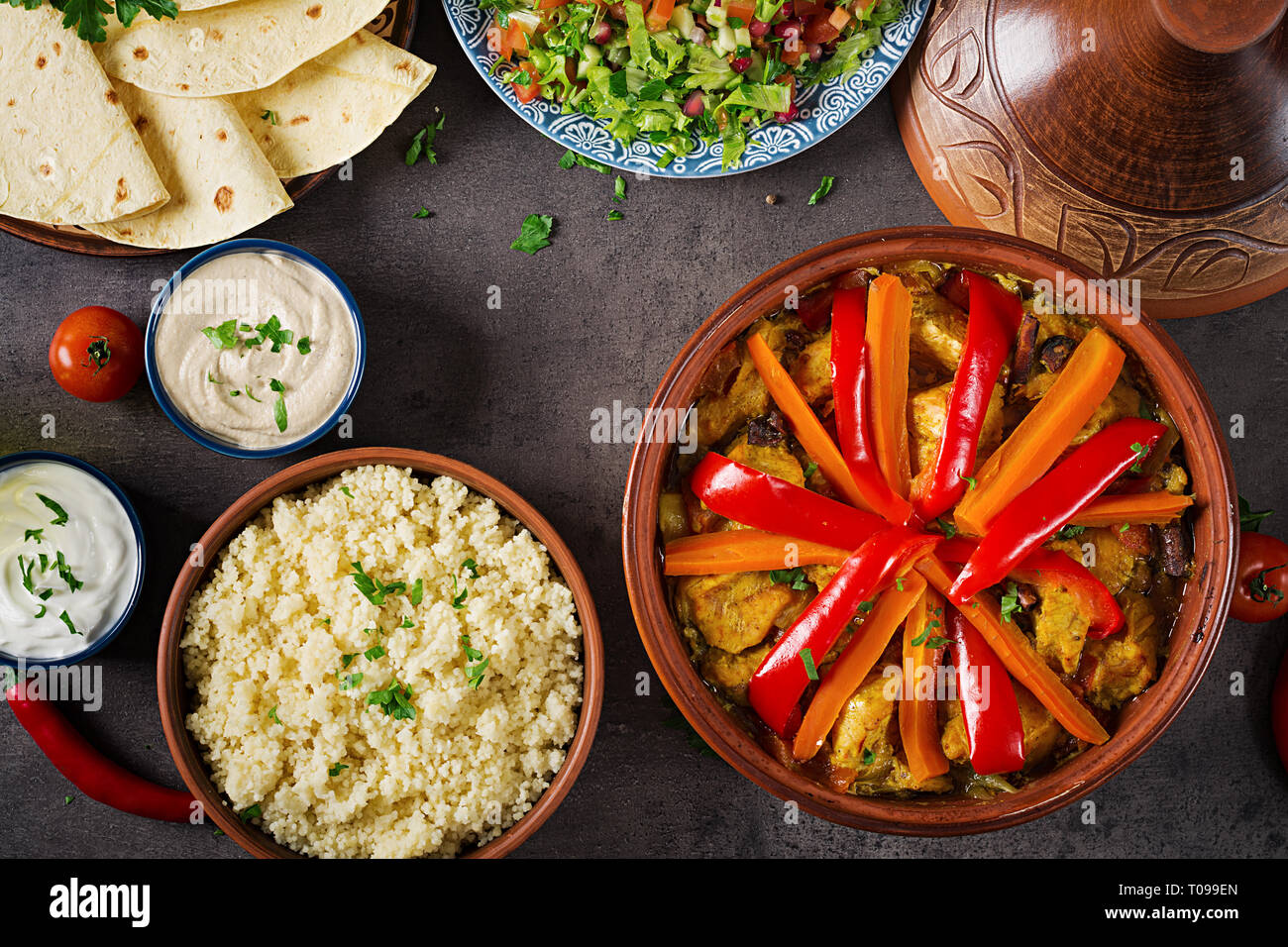 Cooking traditional Moroccan tajine dish, meat and vegetables. Morocco,  Maghreb North Africa Stock Photo - Alamy