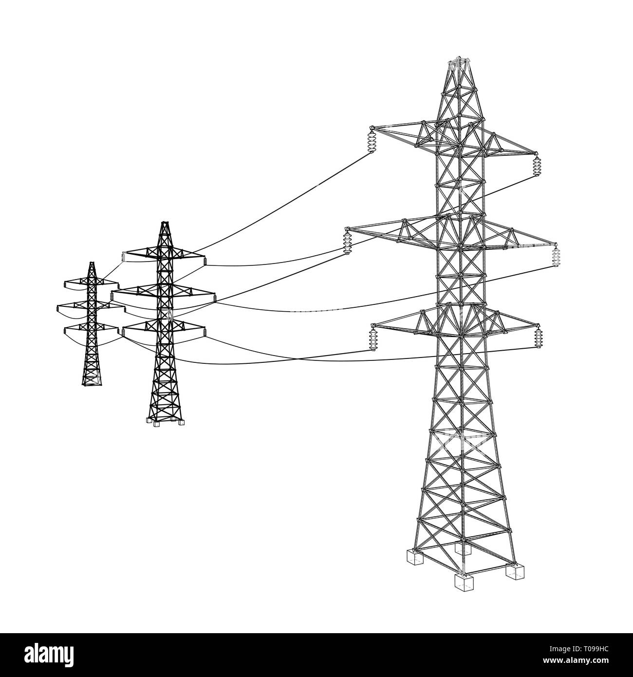 Electric pylons or electric towers concept. Vector Stock Vector Image