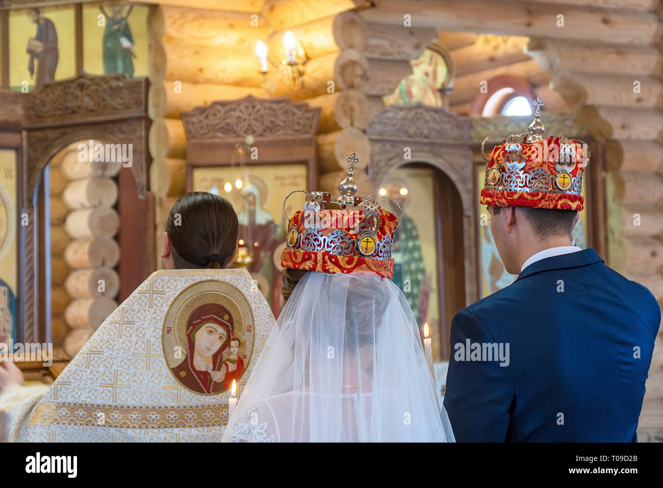 Wedding of a couple in Orthodox Church Stock Photo - Alamy