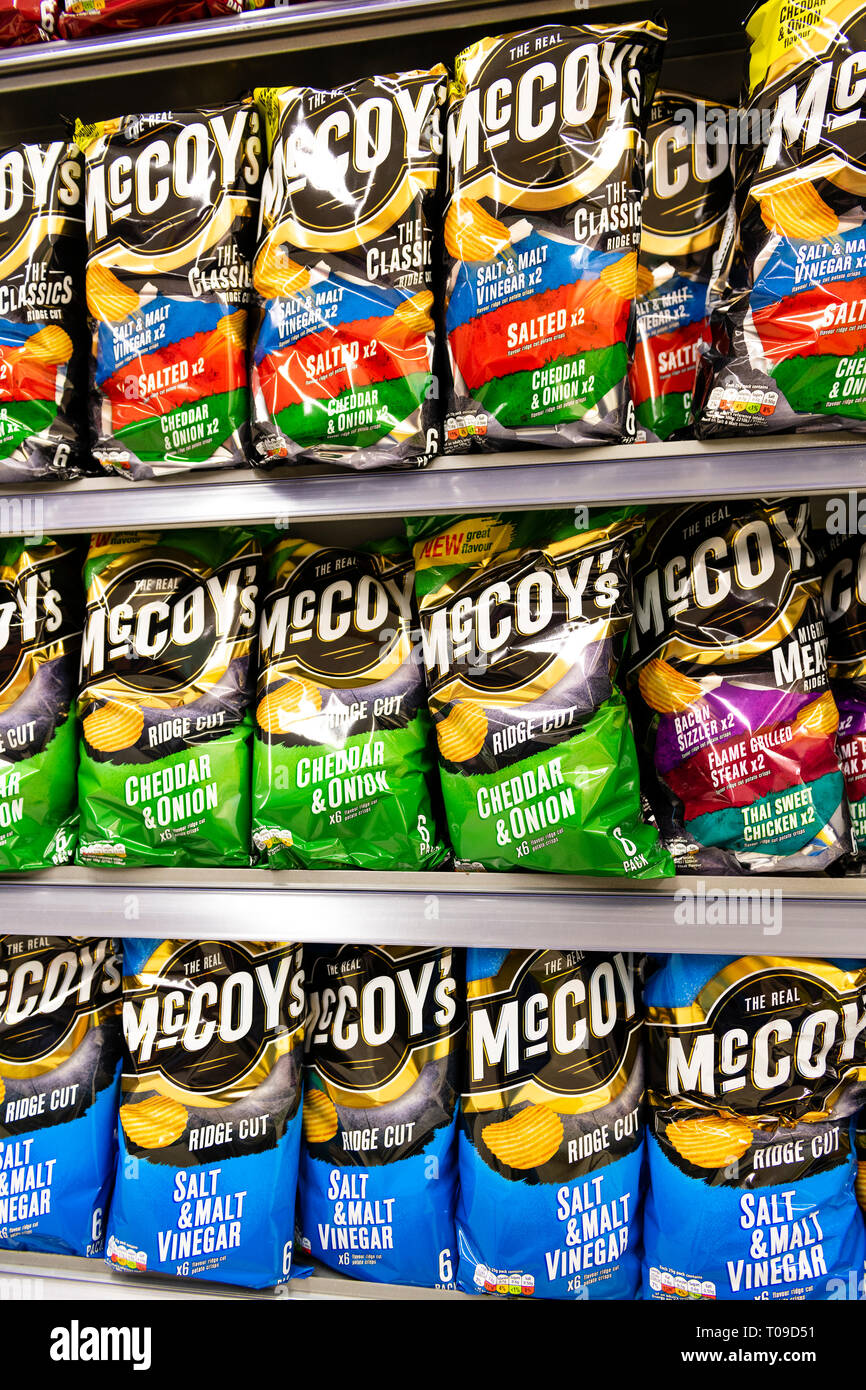 McCoy's crisps for sale in a supermarket, UK. Stock Photo