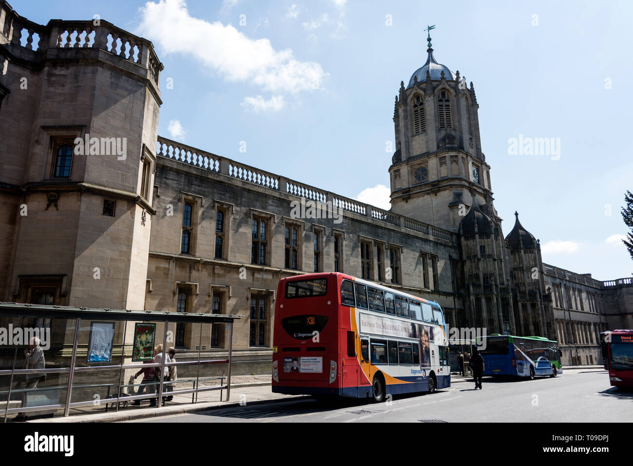 Christ Church college and the Tom Tower on St. Aldate's Street in Oxford, Oxfordshire,Britain Stock Photo
