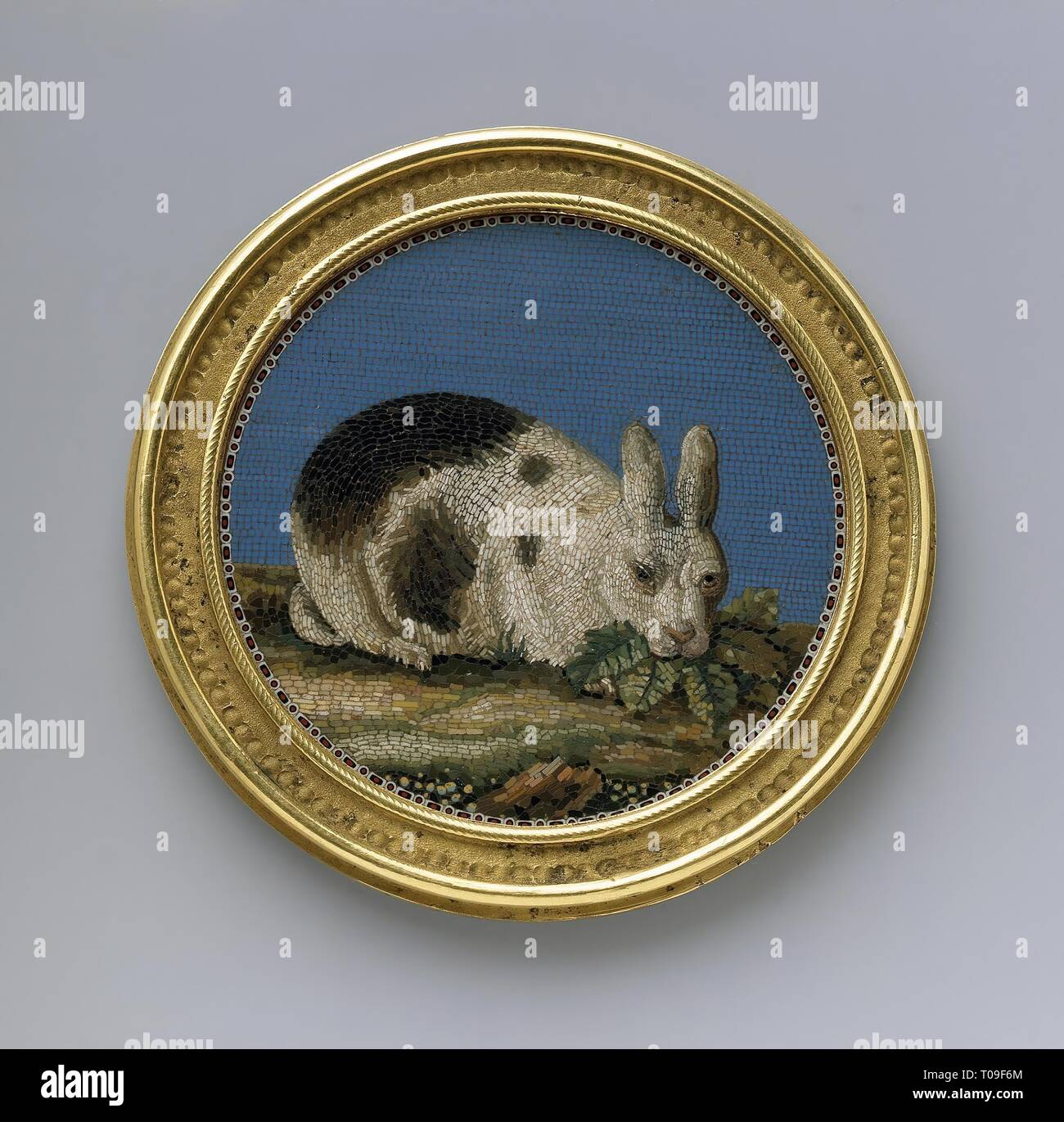 'Mosaic Picture 'The Rabbit''. 1796. Dimensions: diam. 7 cm. Museum: State Hermitage, St. Petersburg. Author: Giacomo Raffaelli. Stock Photo