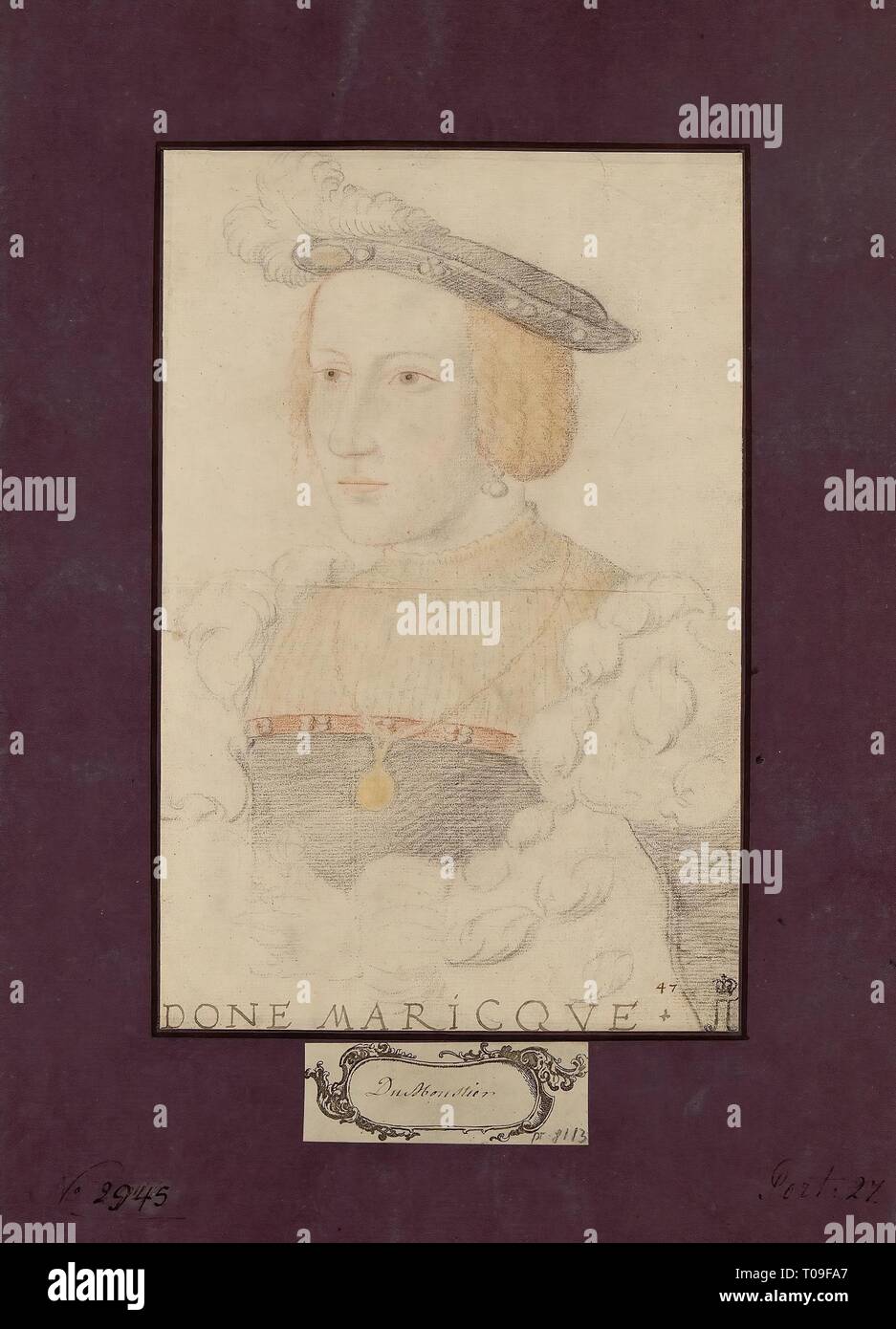 'Portrait of Anne Manrique'. France, circa 1546. Dimensions: 28x18,5 cm. Museum: State Hermitage, St. Petersburg. Author: Anonymous Artist, mid-16th century. Stock Photo