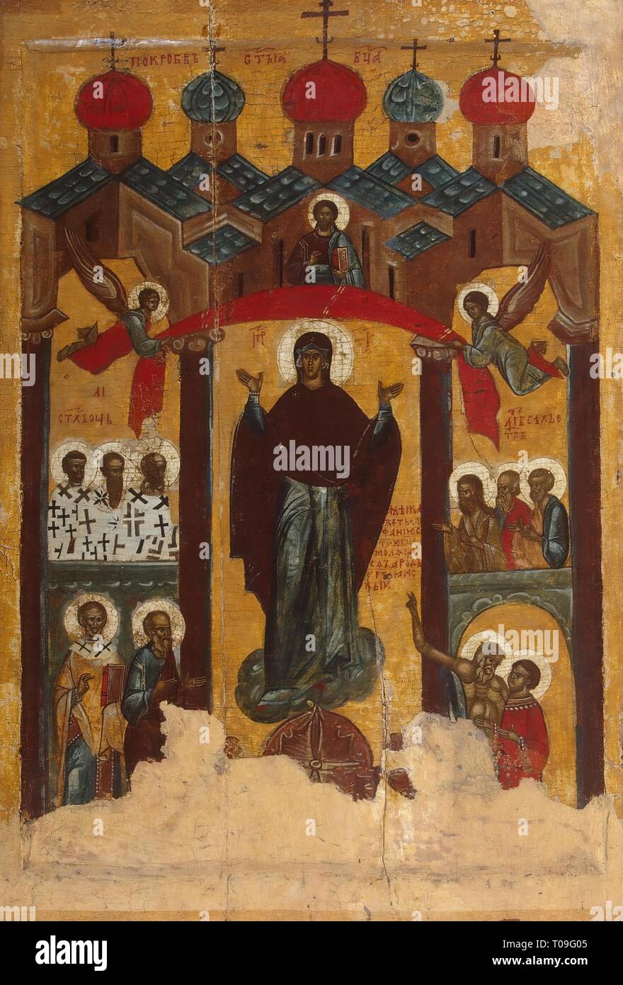 'Icon: Intercession of the Virgin'. Russia, 15th century. Dimensions: 74x51 cm. Museum: State Hermitage, St. Petersburg. Stock Photo