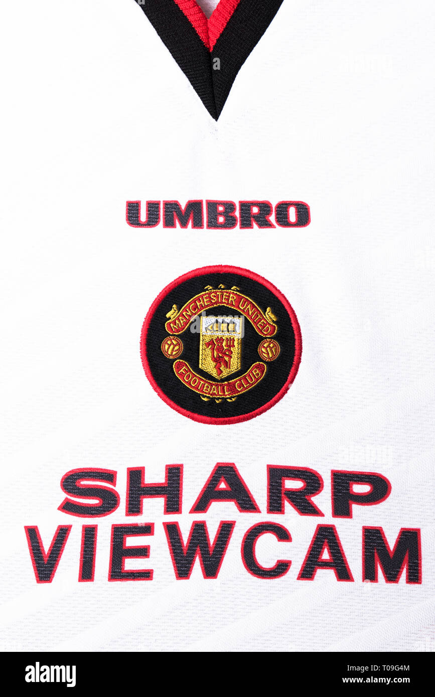 Close up of Manchester United away kit for 1996/97 Stock Close up of Manchester United away kit for 1996/97 Stock