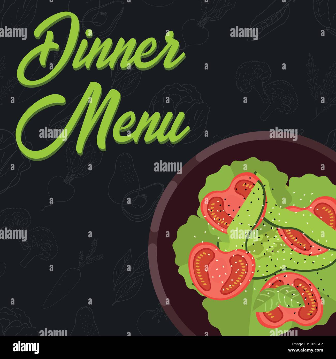 Menu concept. Dinner menu. Soup in flat style. Vector illustration. Stock Vector