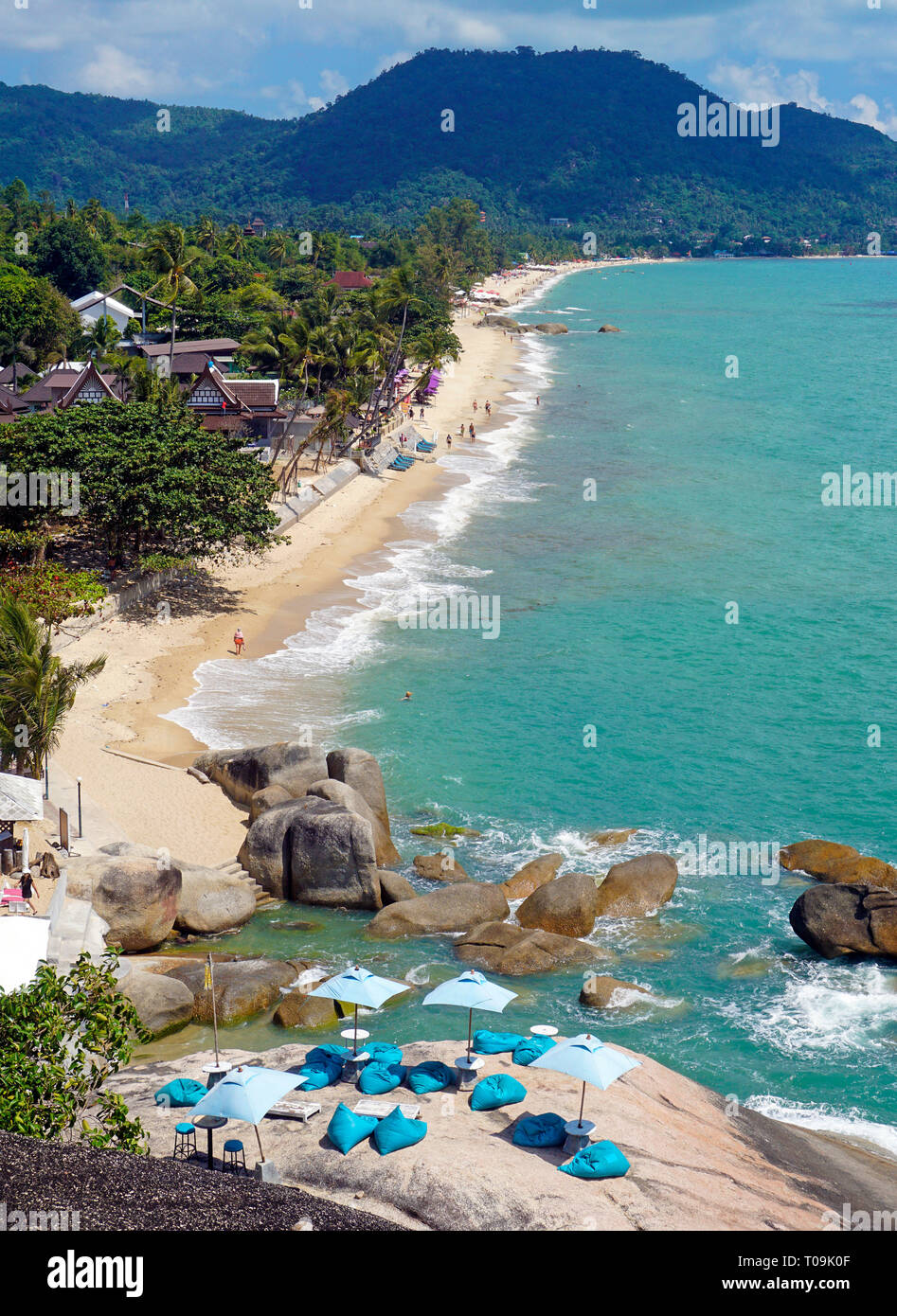 Der Lamai Strand auf Koh Samui, Golf von Thailand, Thailand | Lamai Beach, overview, Koh Samui, Gulf of Thailand, Thailand Stock Photo