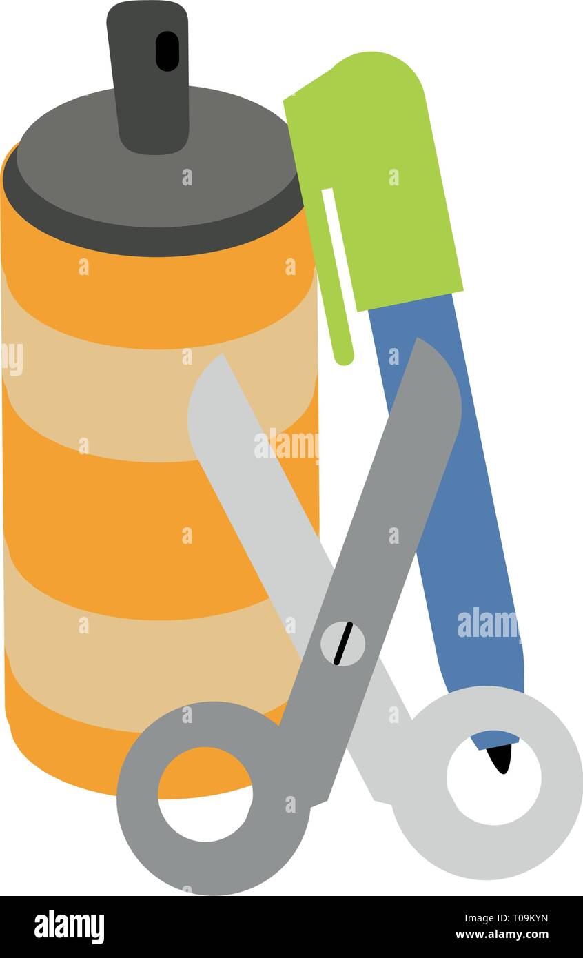 paint spray bottle with scissors and marker Stock Vector Image & Art ...