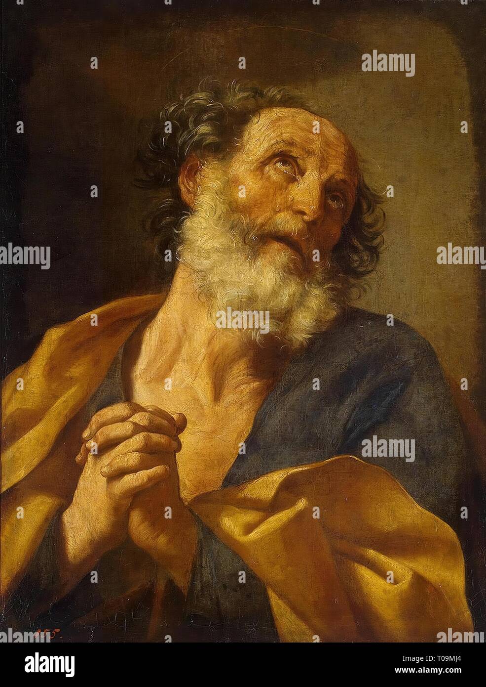 'Repentance of St Peter'. Italy, 1635. Dimensions: 73,5x56,5 cm. Museum: State Hermitage, St. Petersburg. Author: GUIDO RENI. Stock Photo